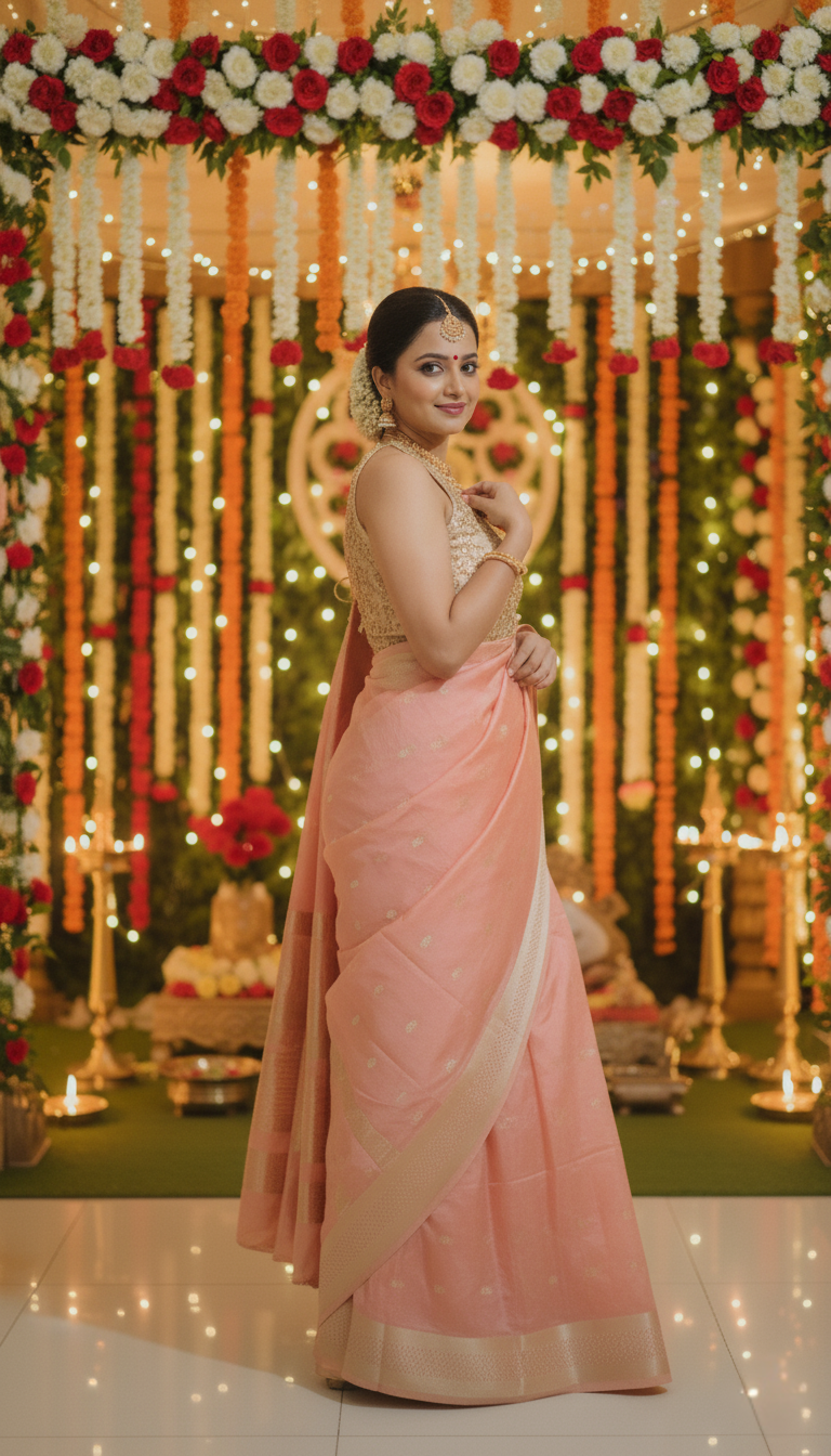 Peach South Silk Saree
