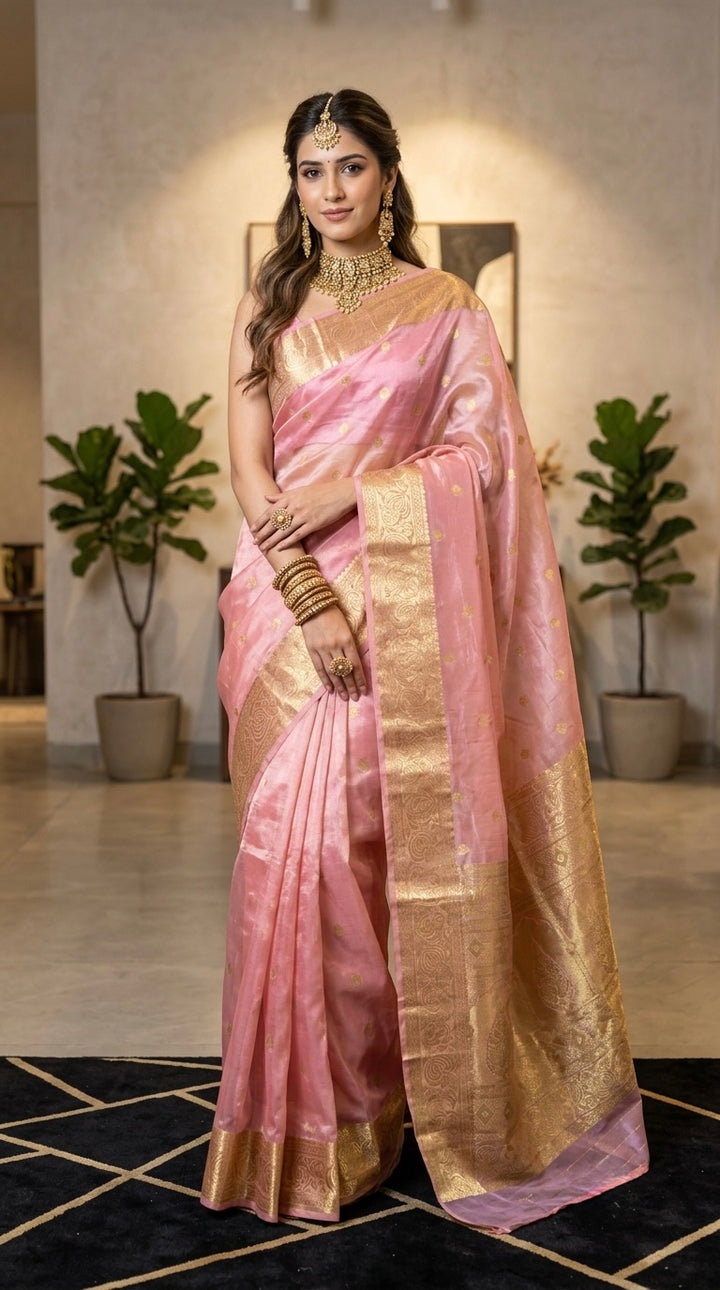 Adaa- Banarasi Tissue (Peach)