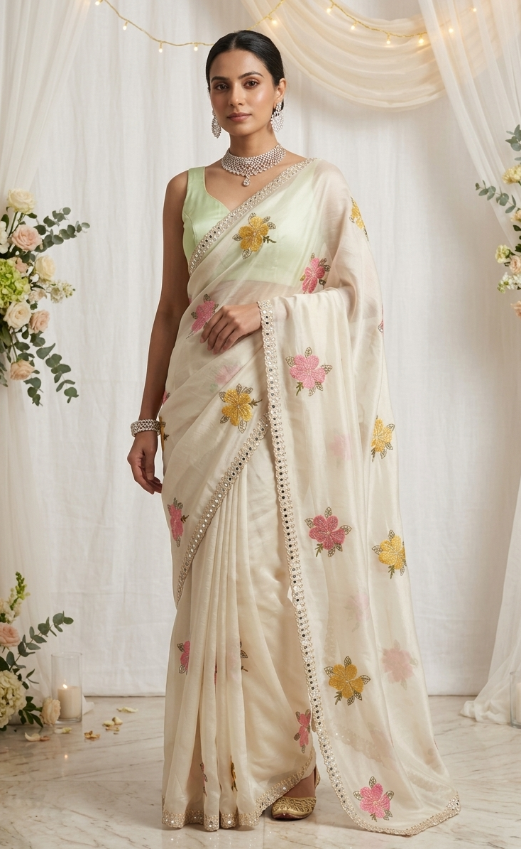 Sunburst Crimson Shibori Silk Saree