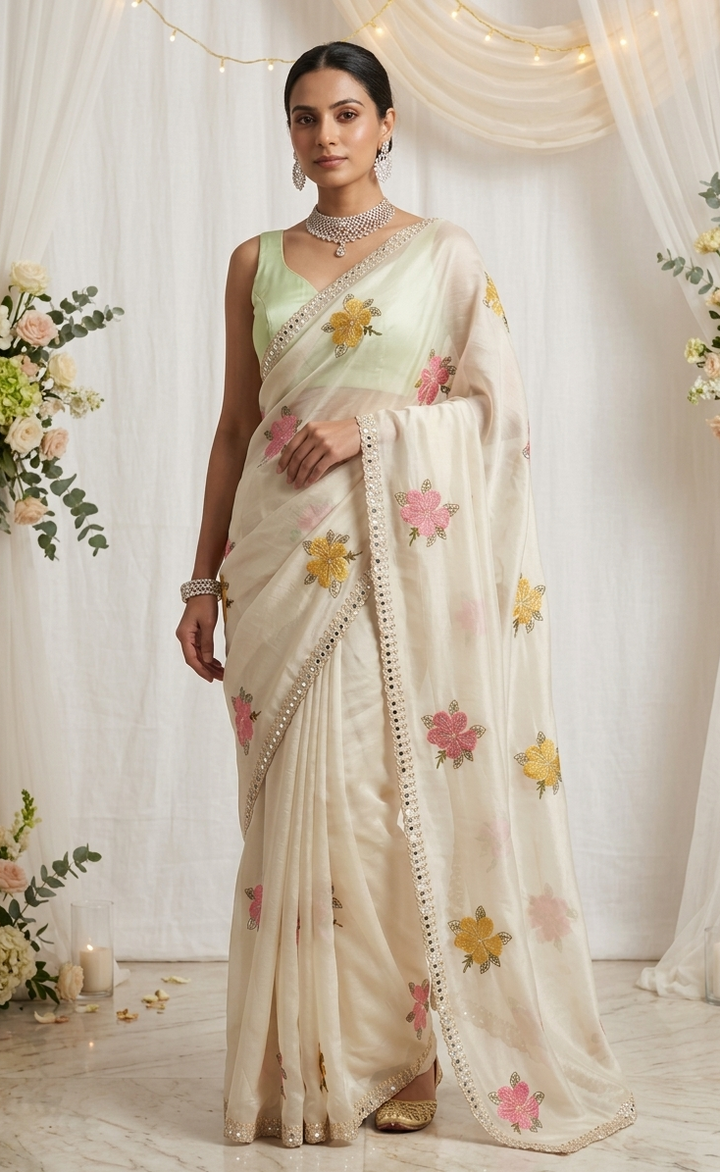 Sunburst Crimson Shibori Silk Saree