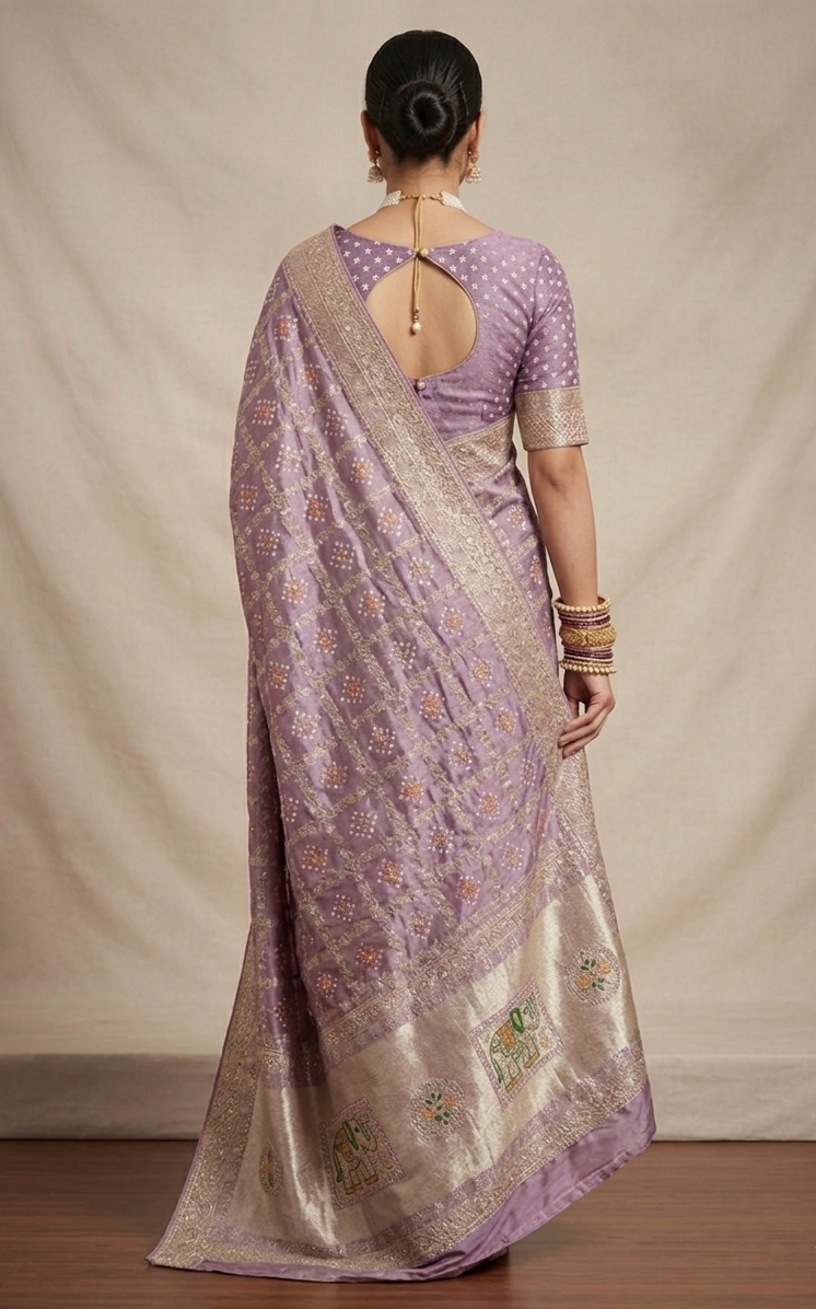 Purple Badhani heavy zari saree