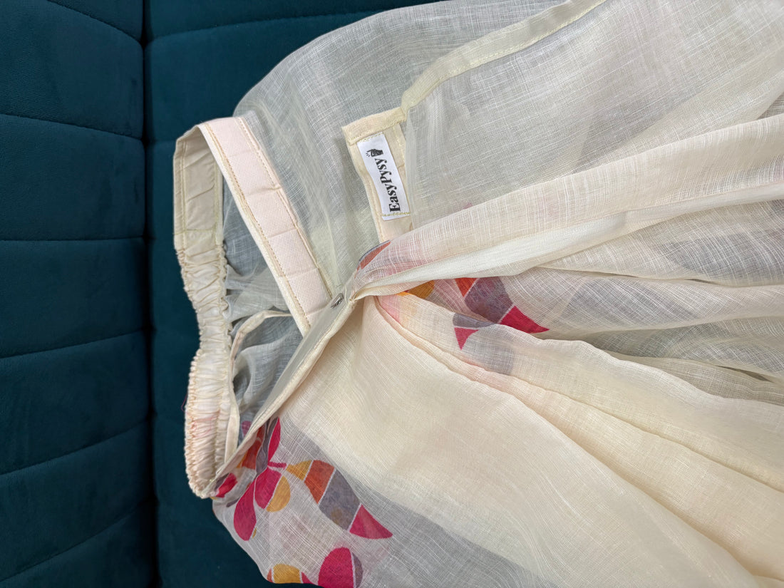 Cream Floral Cotton Saree