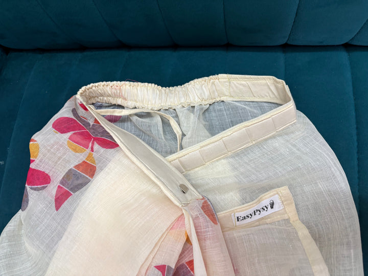 Cream Floral Cotton Saree