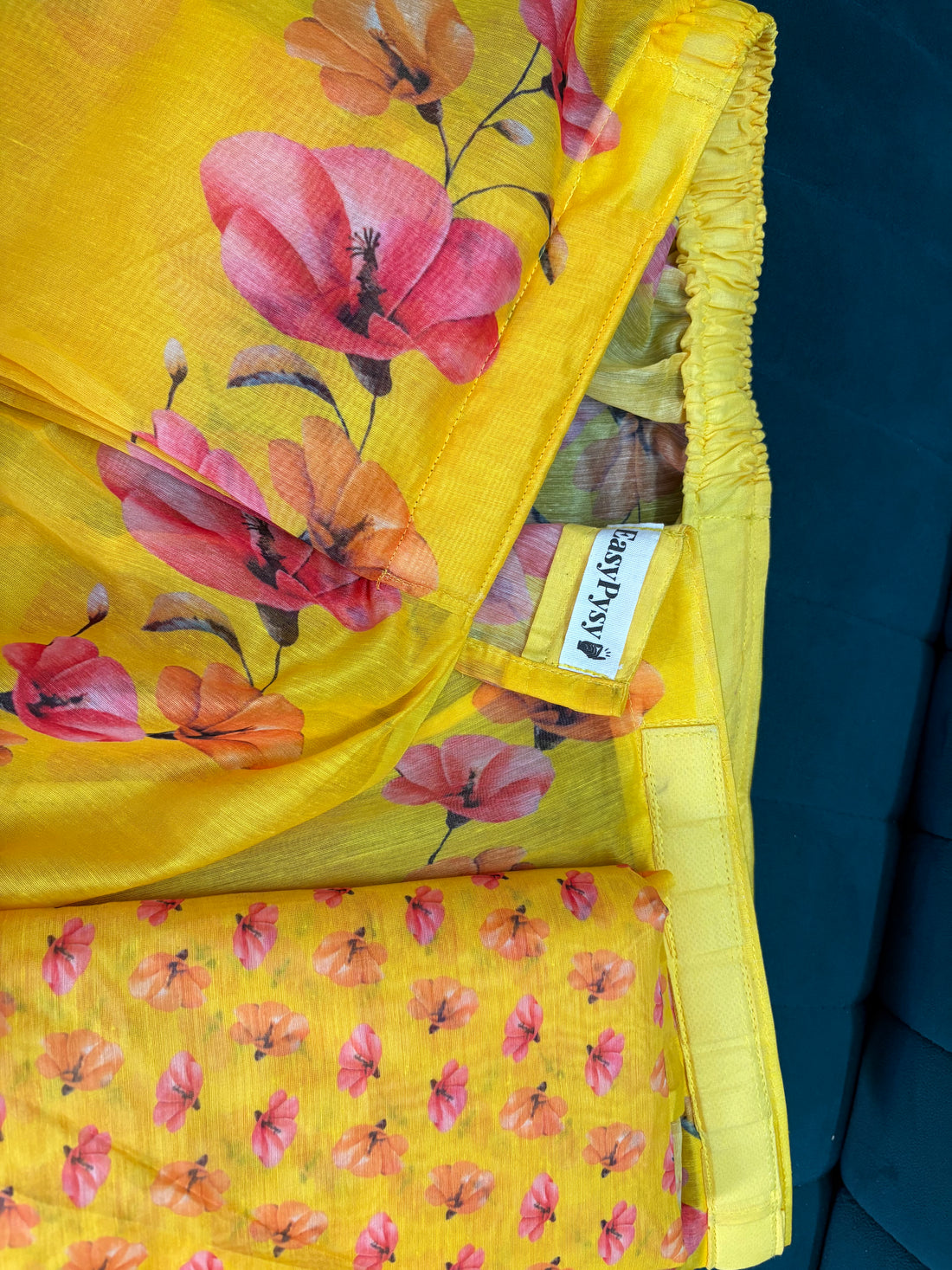 Yellow Floral Cotton Saree