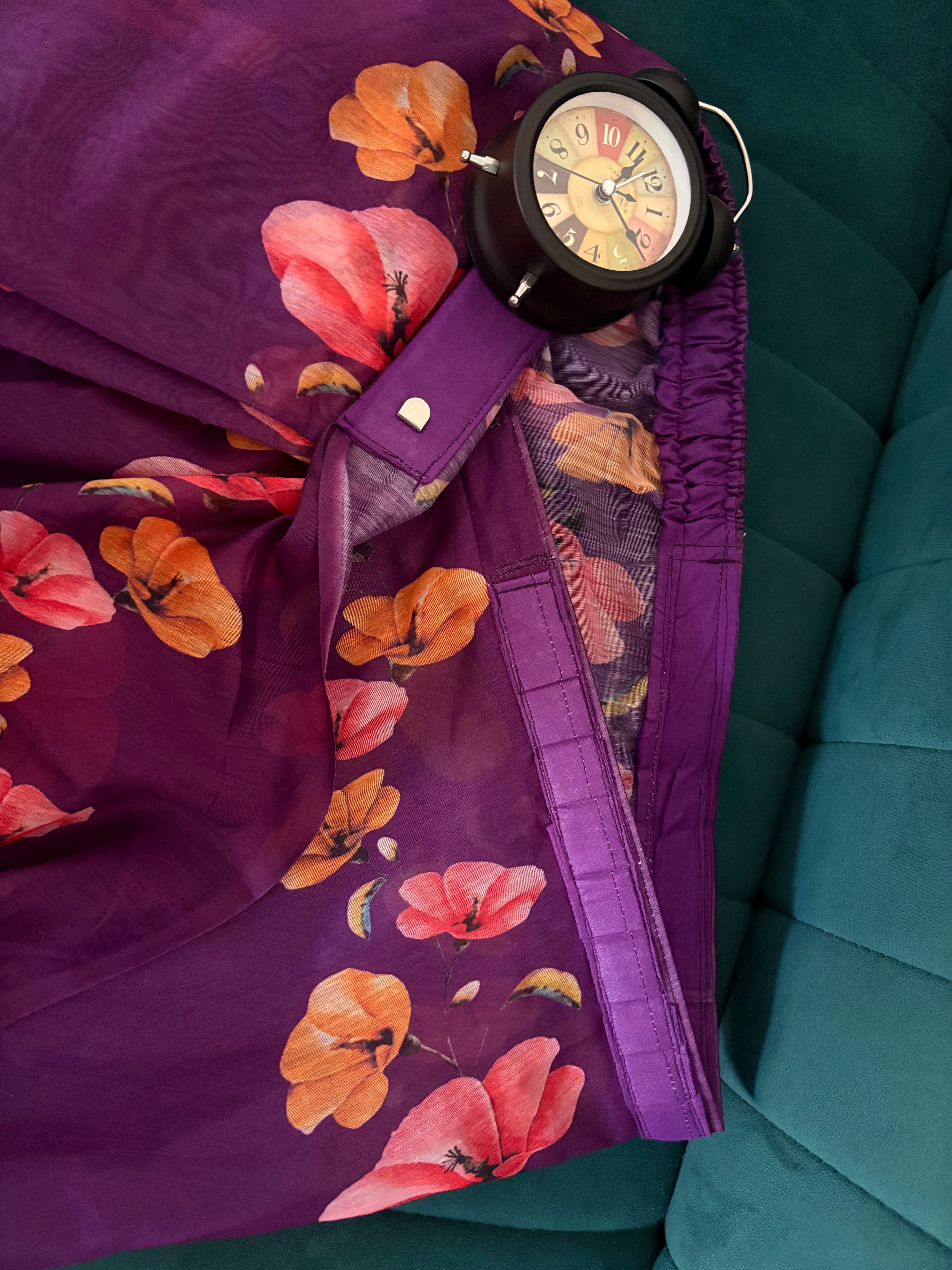 Purple Floral Cotton Saree