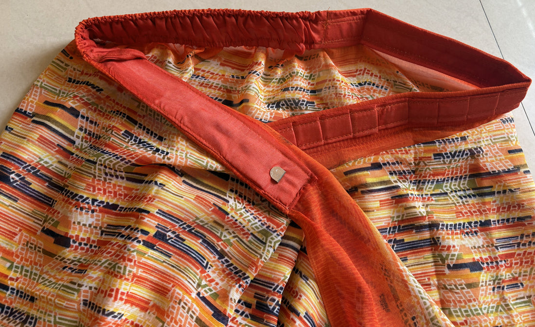 Orange Printed Soft Saree