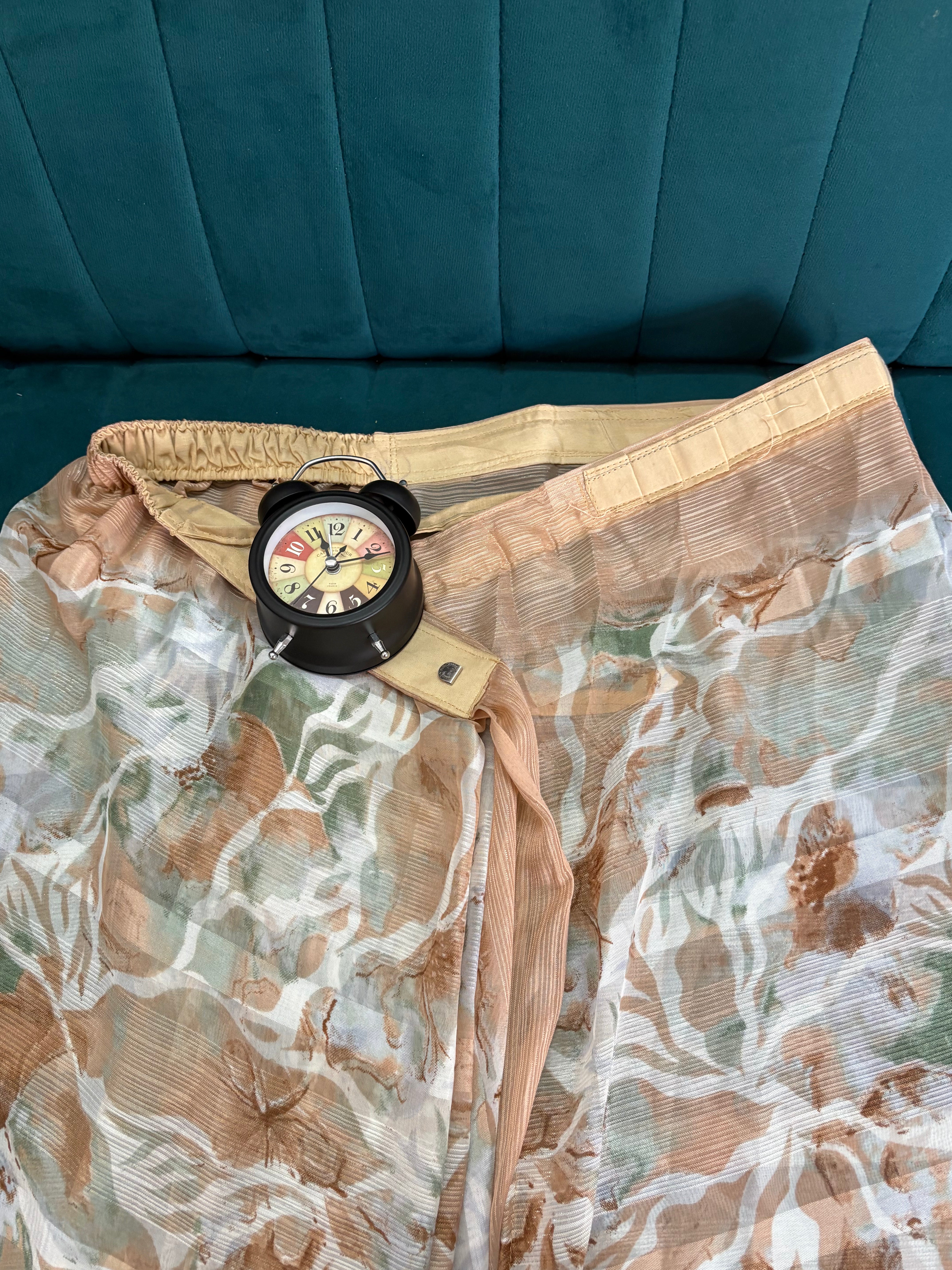 Cream Printed Synthetic Soft Saree