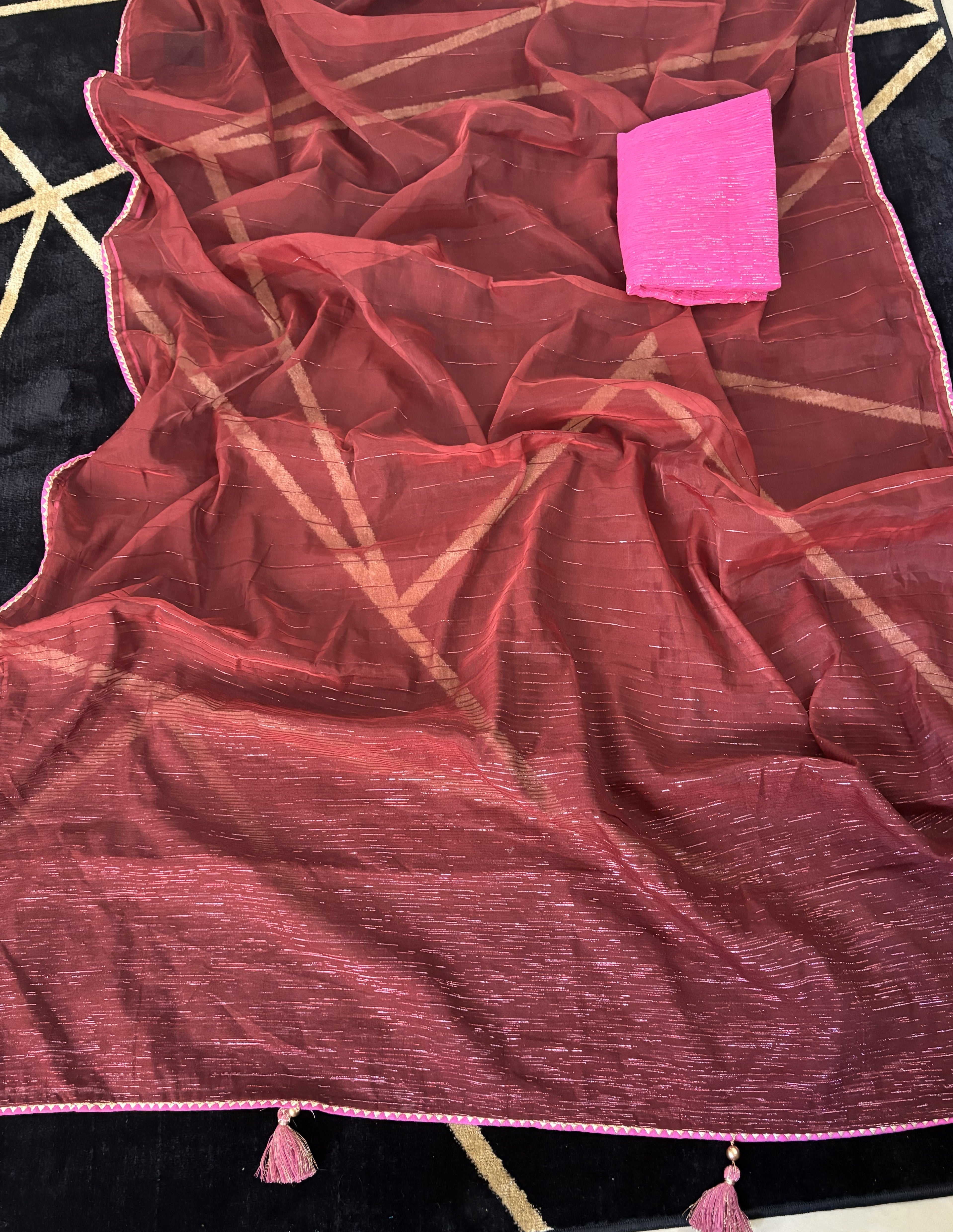 Maroon Organza Saree