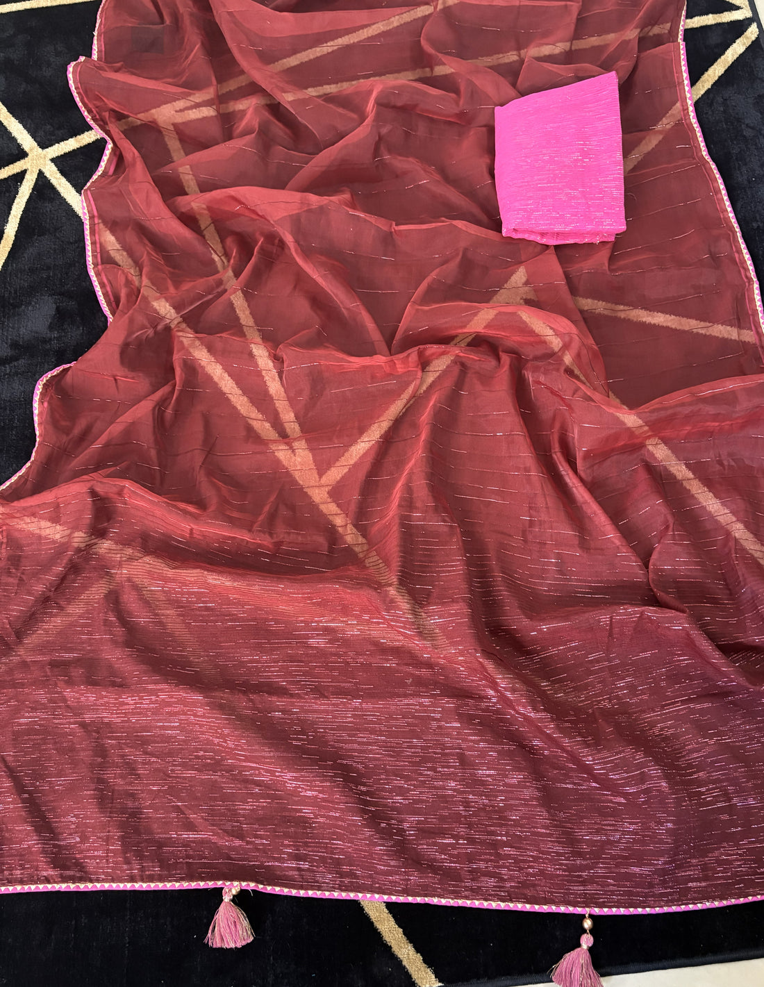 Maroon Organza Saree