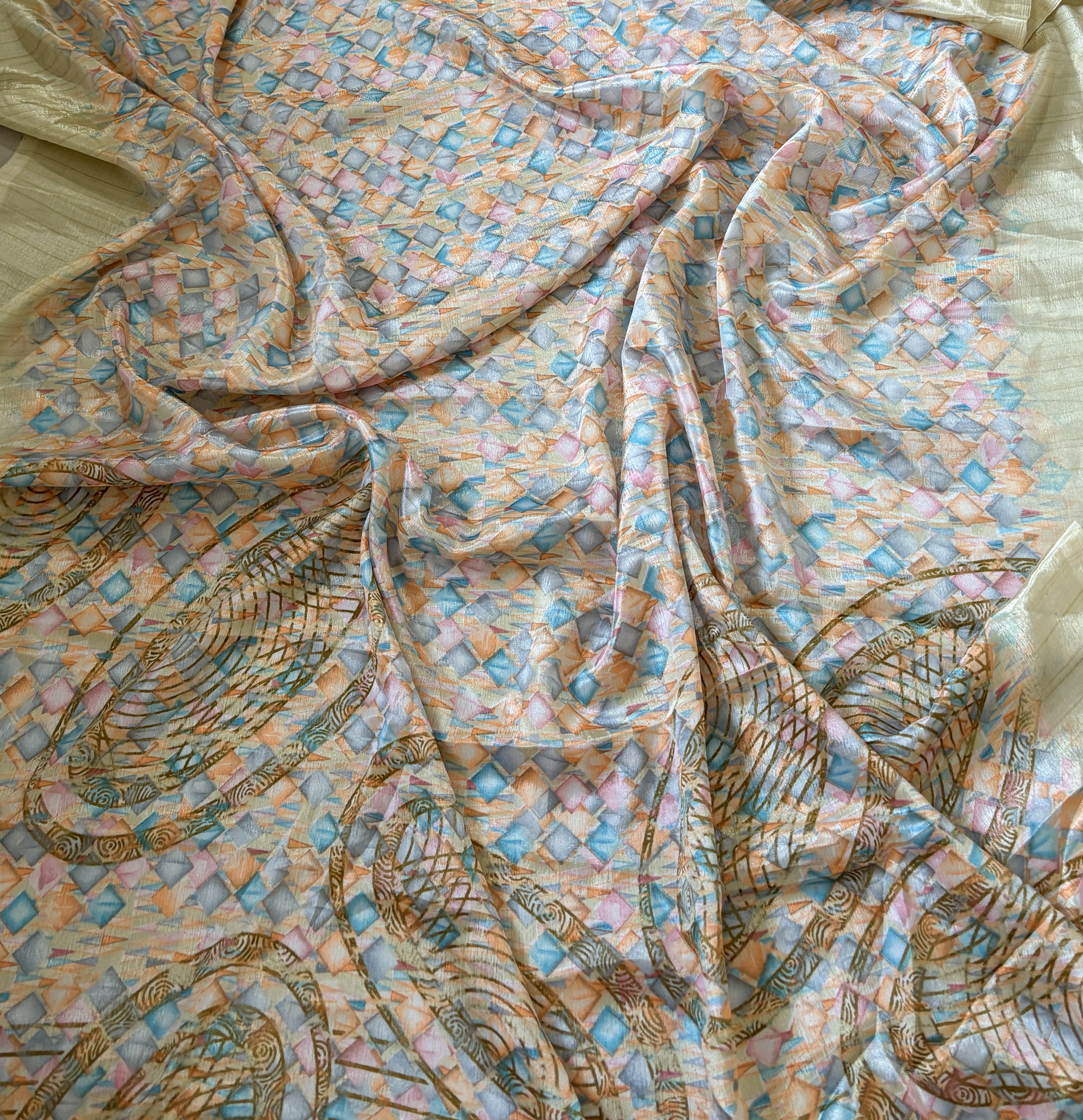 Multicolor Printed Shiny Saree