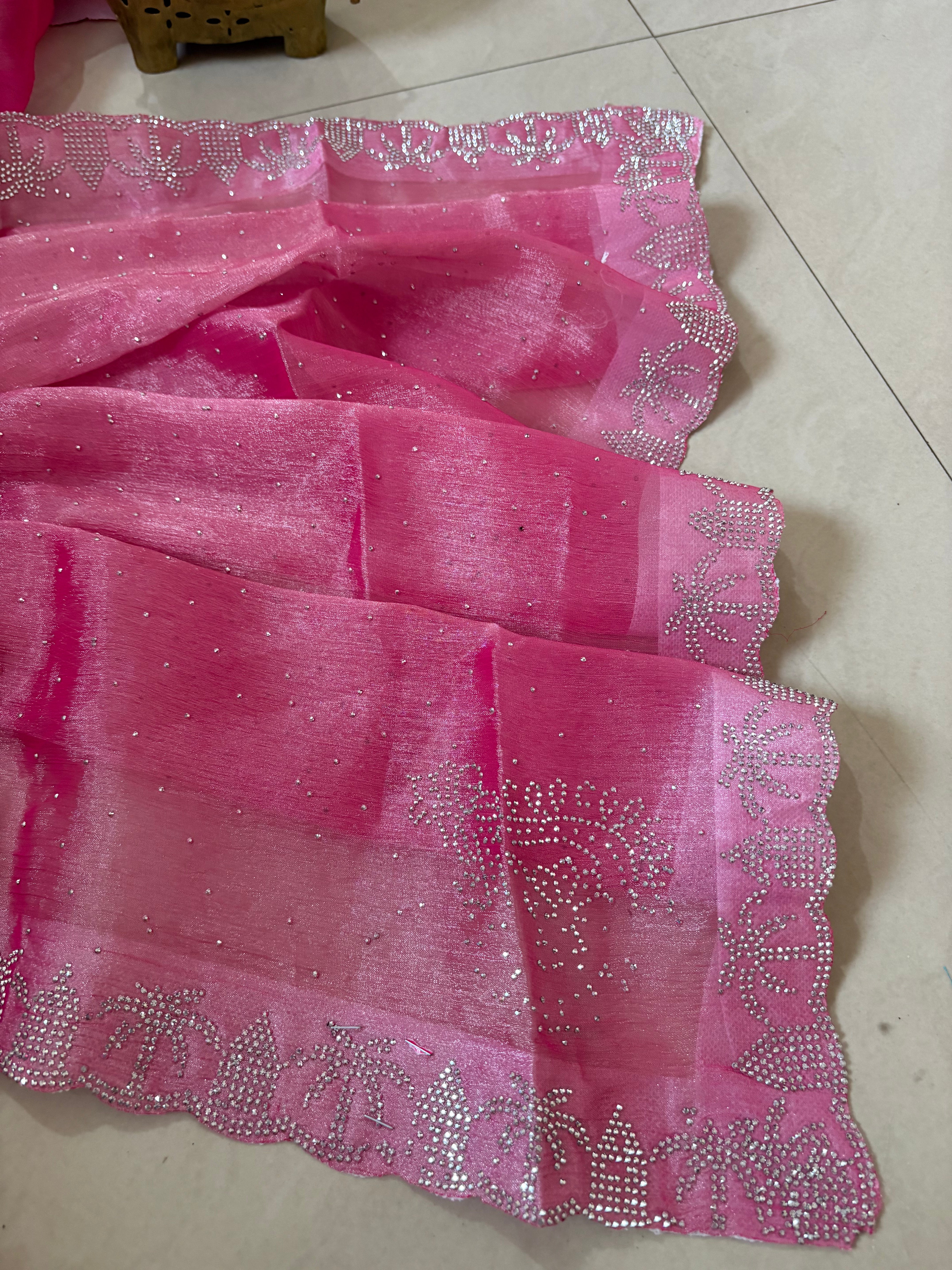 Pink Tissue Party Wear Saree