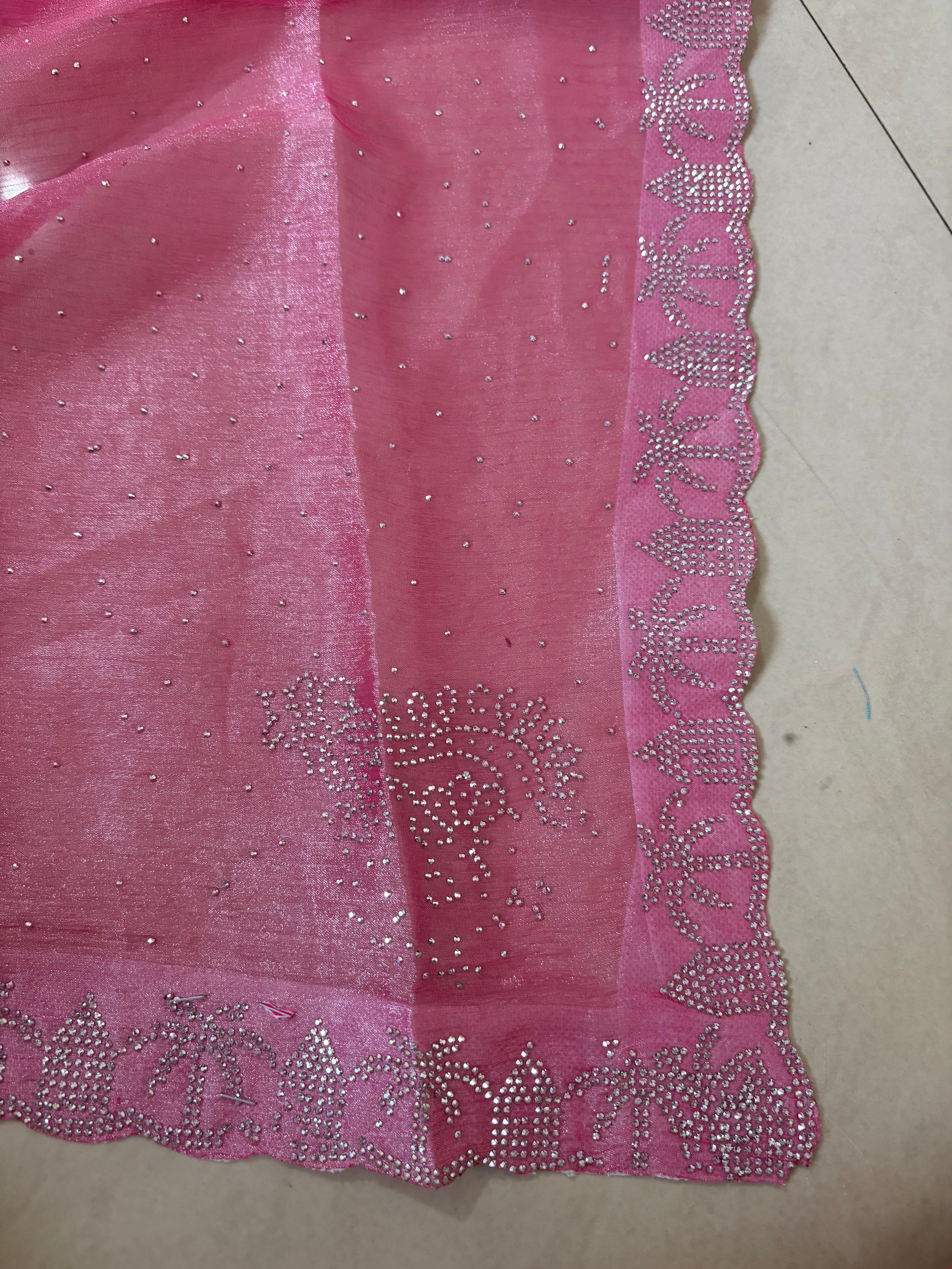 Pink Tissue Party Wear Saree