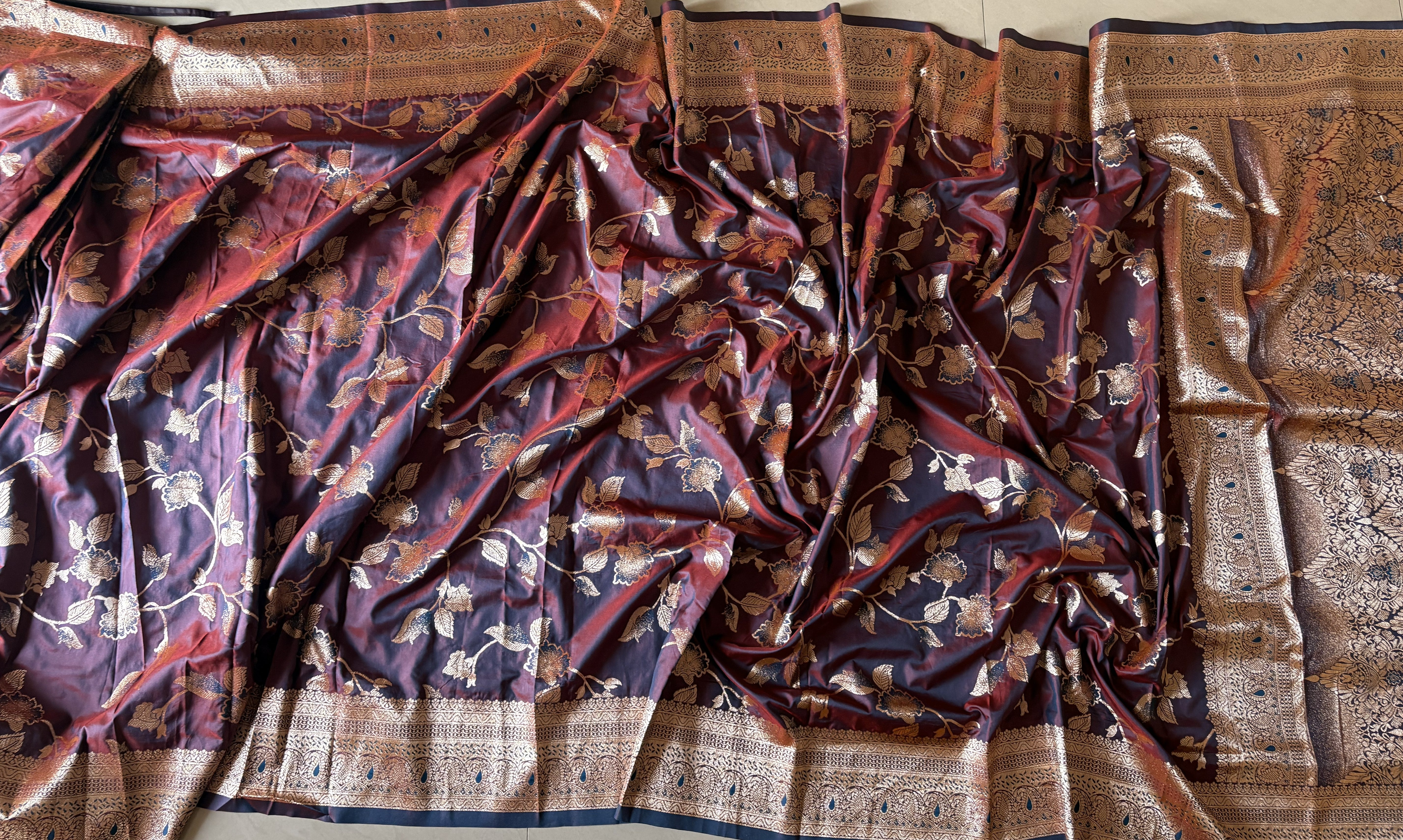 Maroon Banarasi Silk Saree