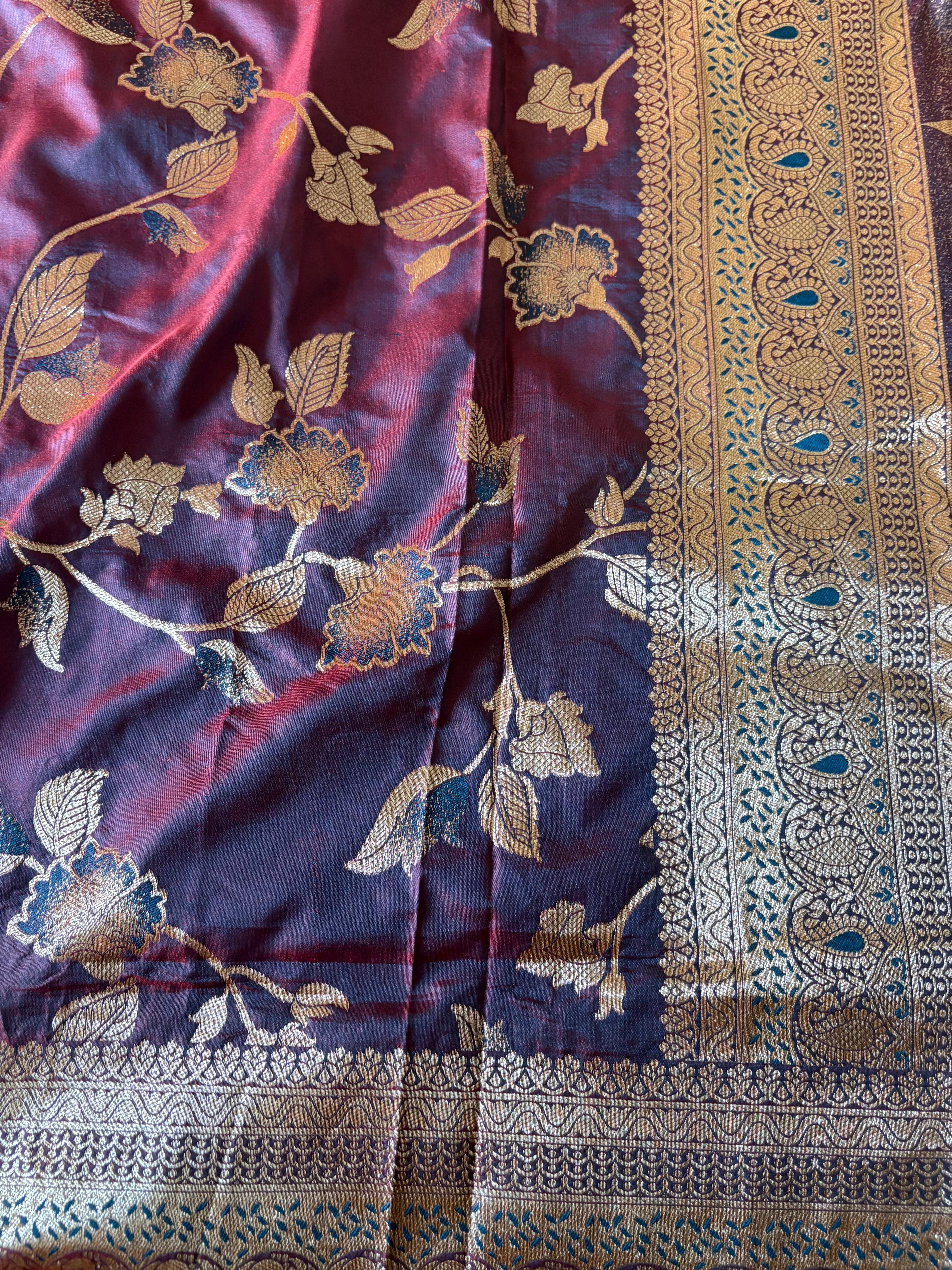 Maroon Banarasi Silk Saree