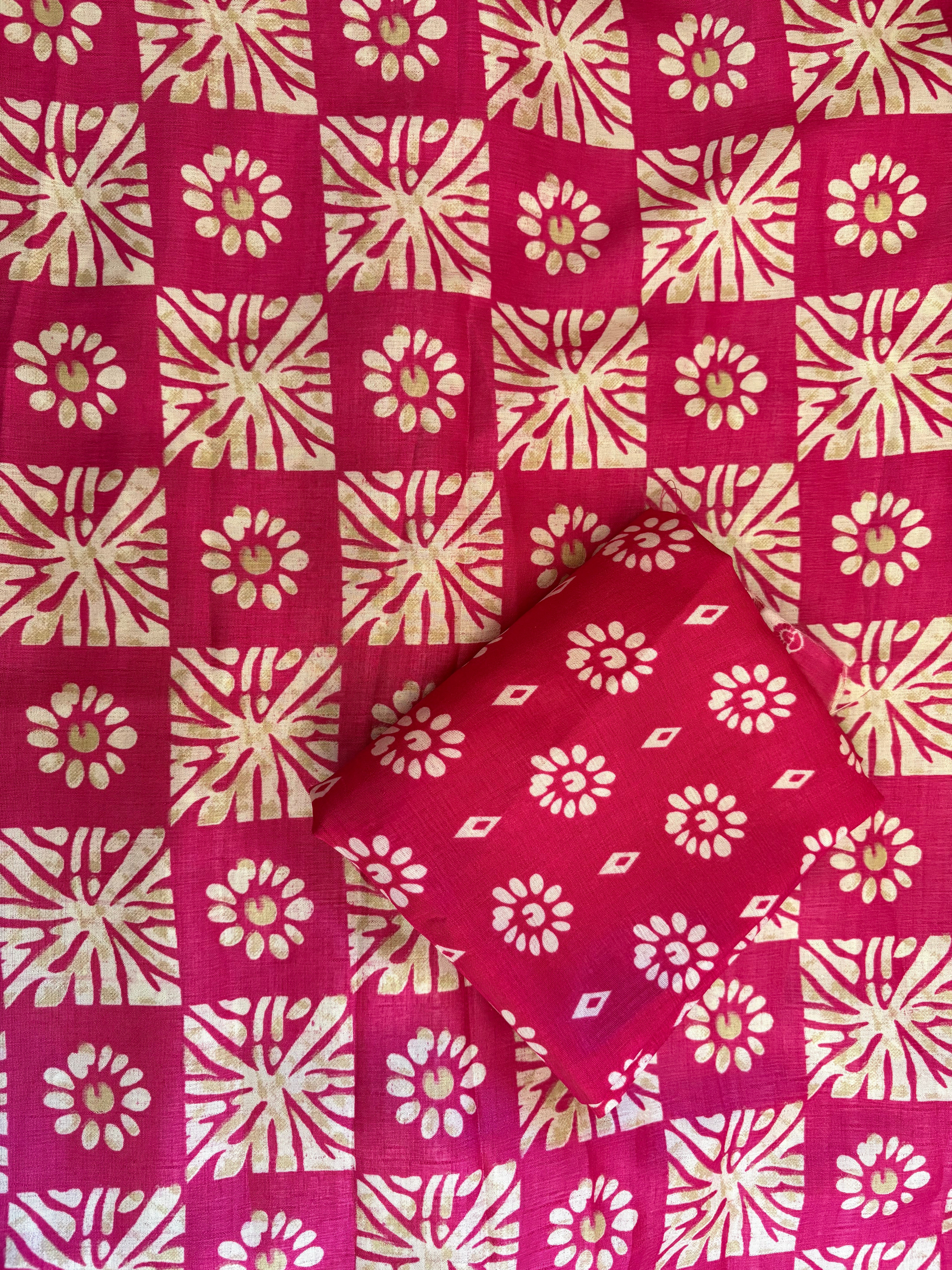 Pink Printed Dola Silk Saree