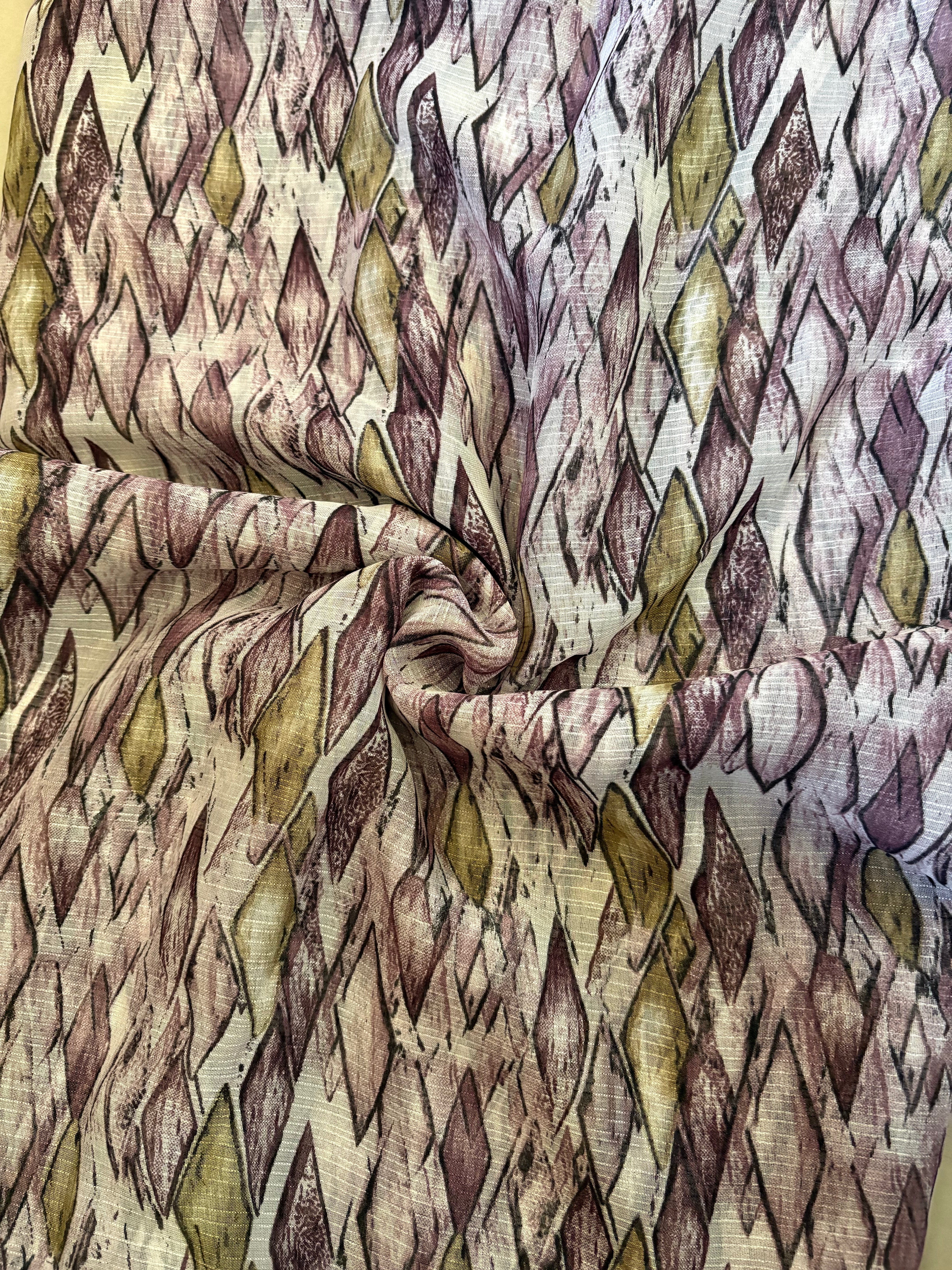 Purple Printed Synthetic Saree