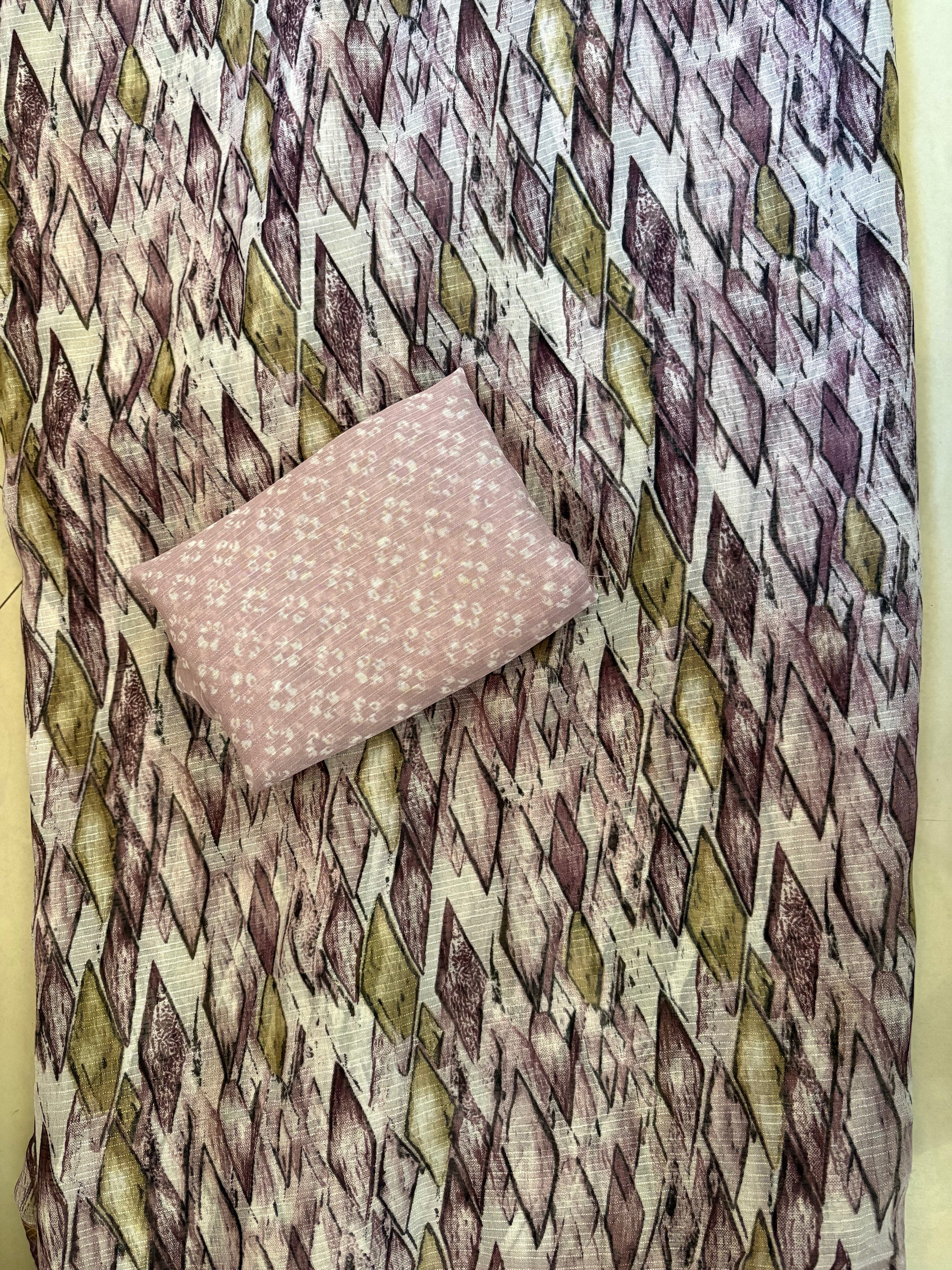 Purple Printed Synthetic Saree