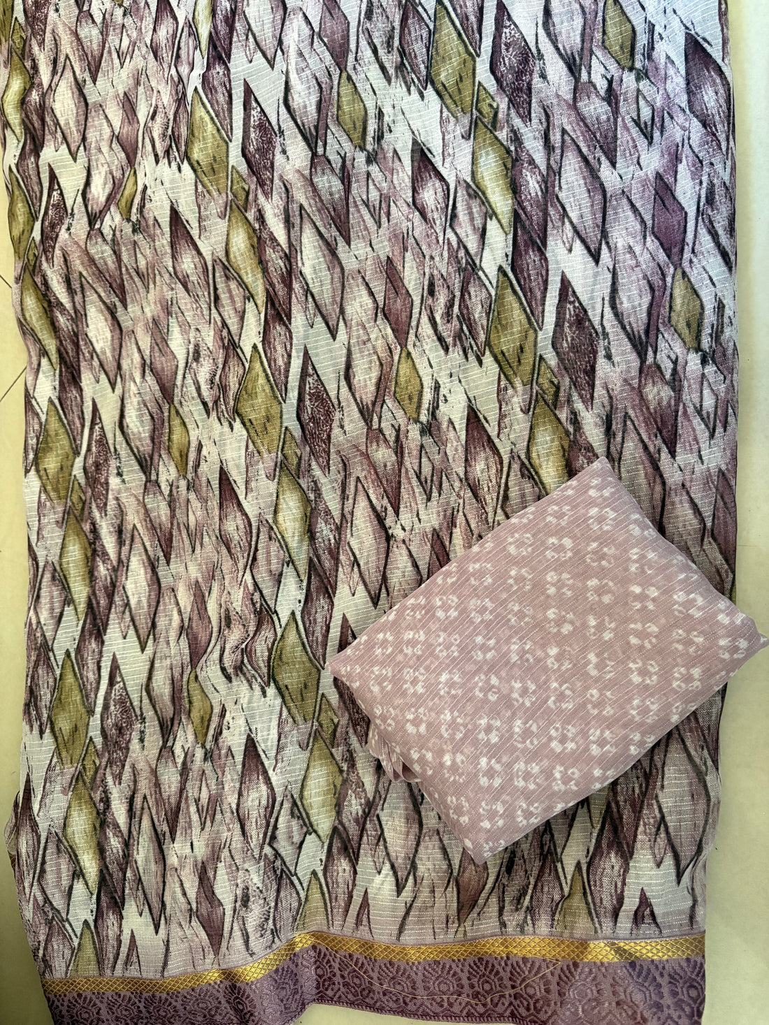 Purple Printed Synthetic Saree