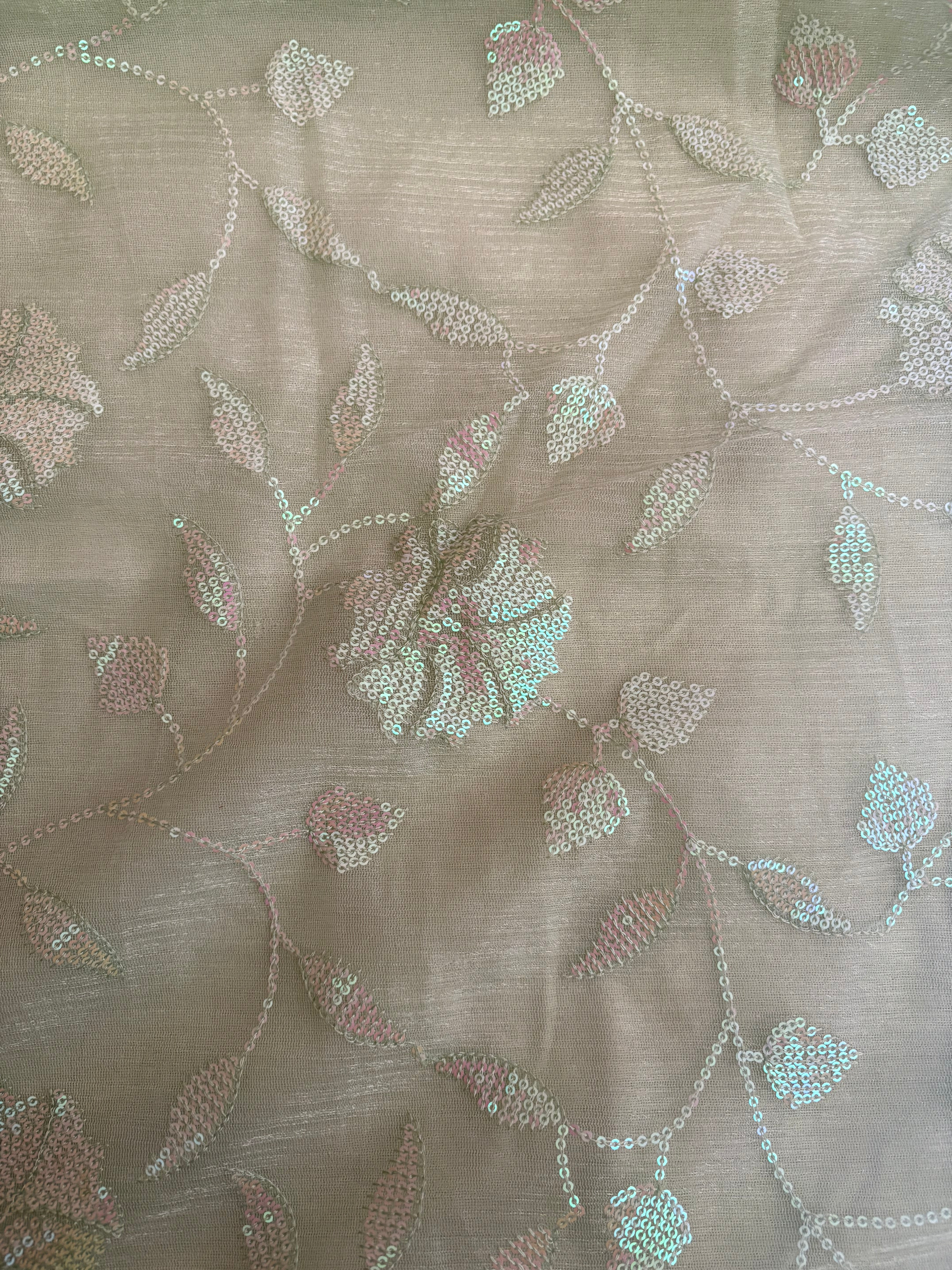 Light Green Sequin Party Wear Saree