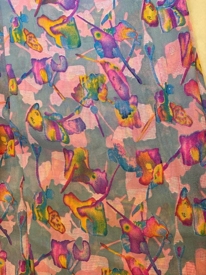 Pink Multicolor Printed Saree