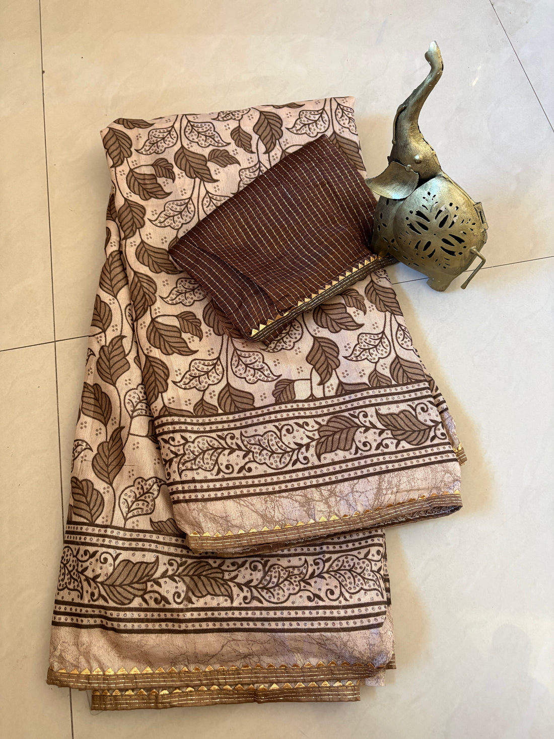 Coffee Leaf Printed Semicotton Corporate Saree