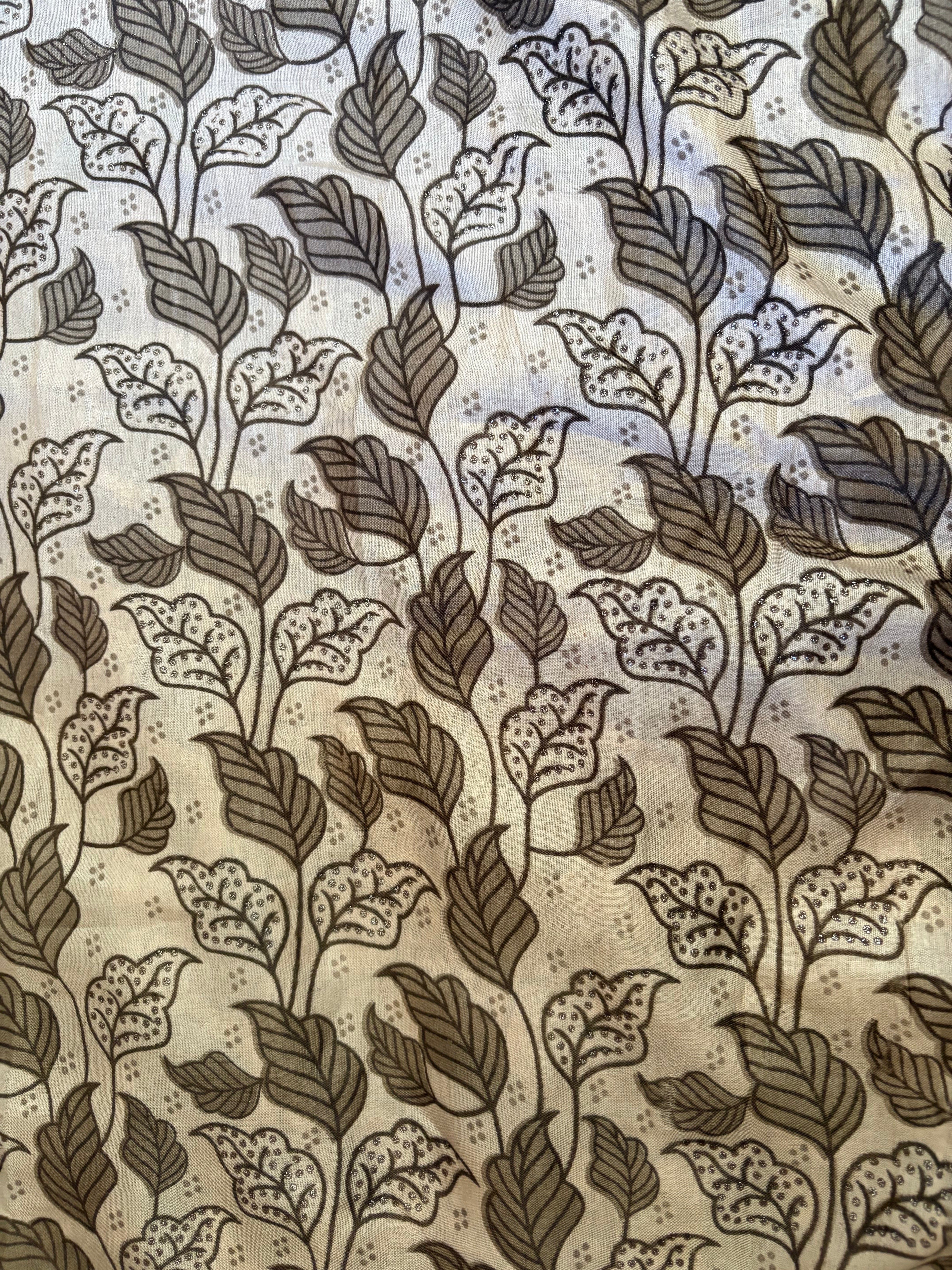 Coffee Leaf Printed Semicotton Corporate Saree