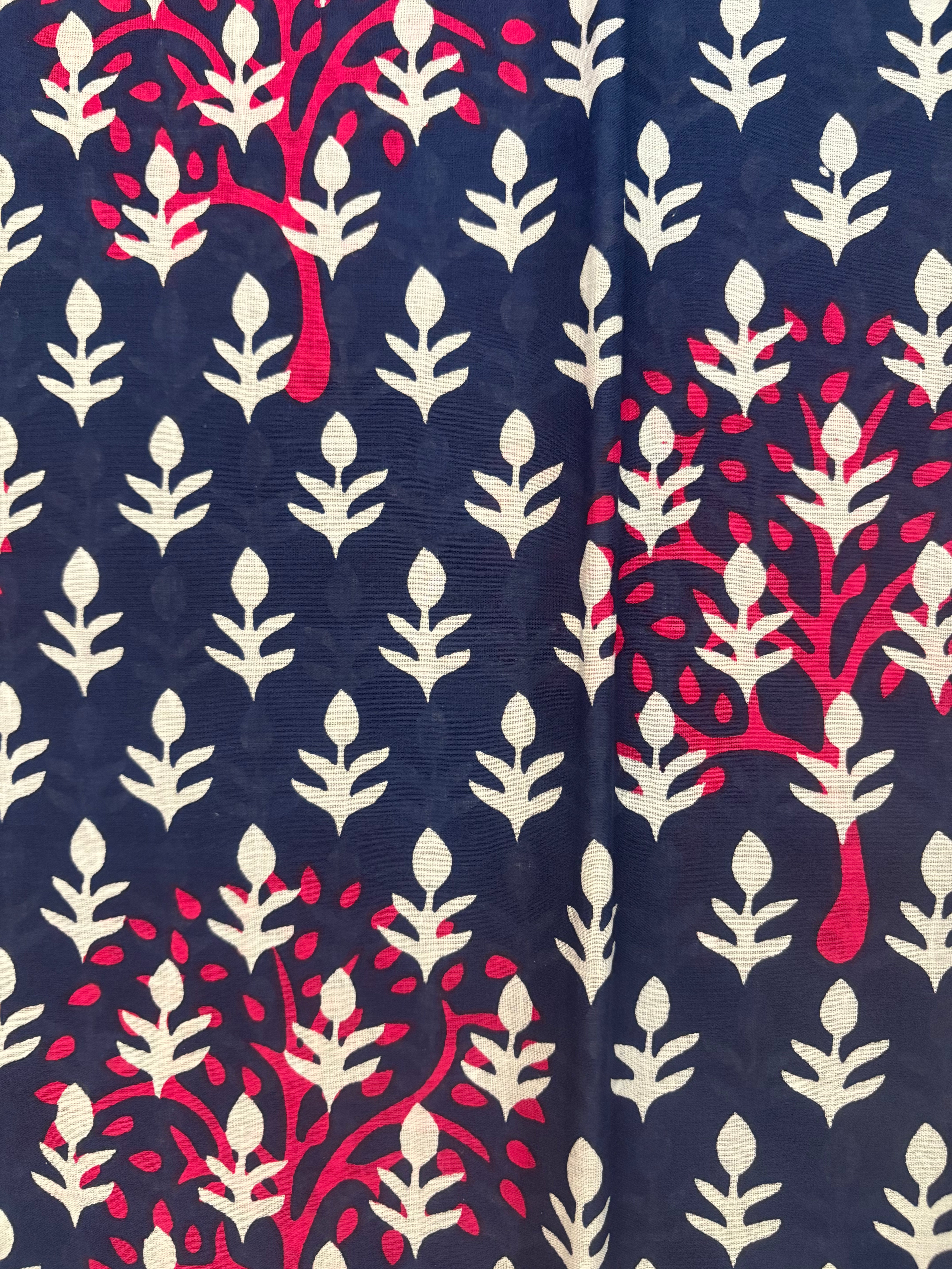 Pink Green Floral Printed Cotton Mulmul Saree