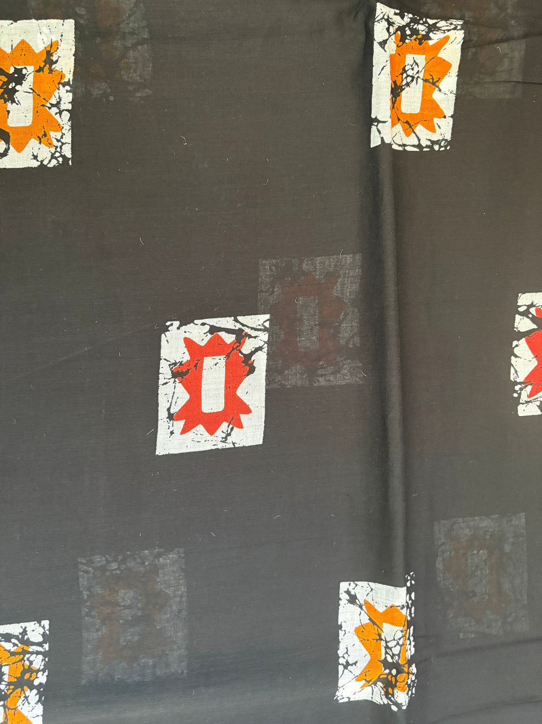 Black Batik Printed Cotton Mulmul Saree