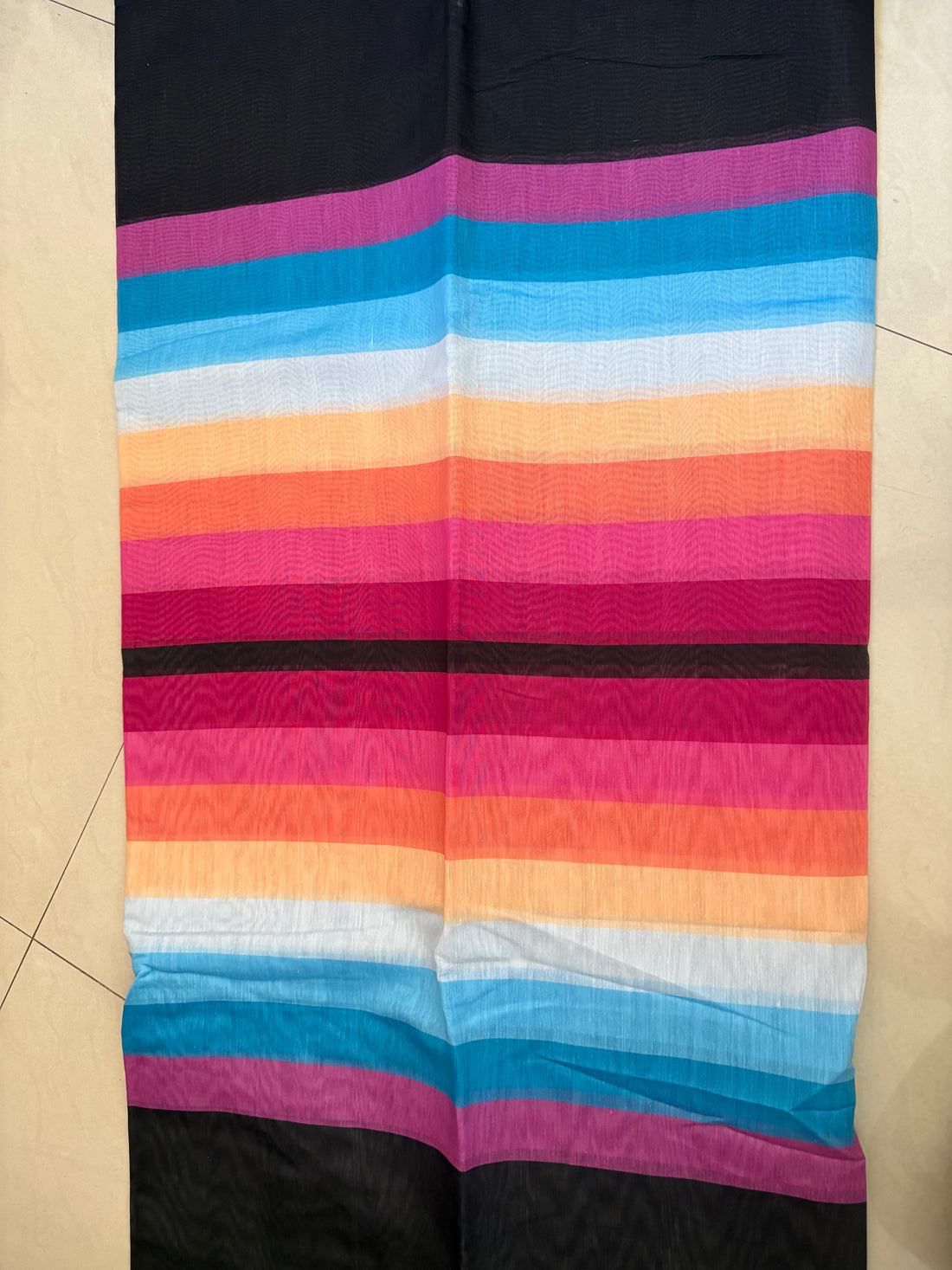 Black Rainbow cotton Saree