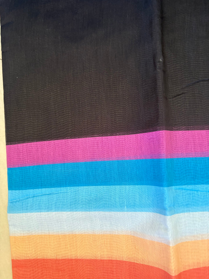 Black Rainbow cotton Saree
