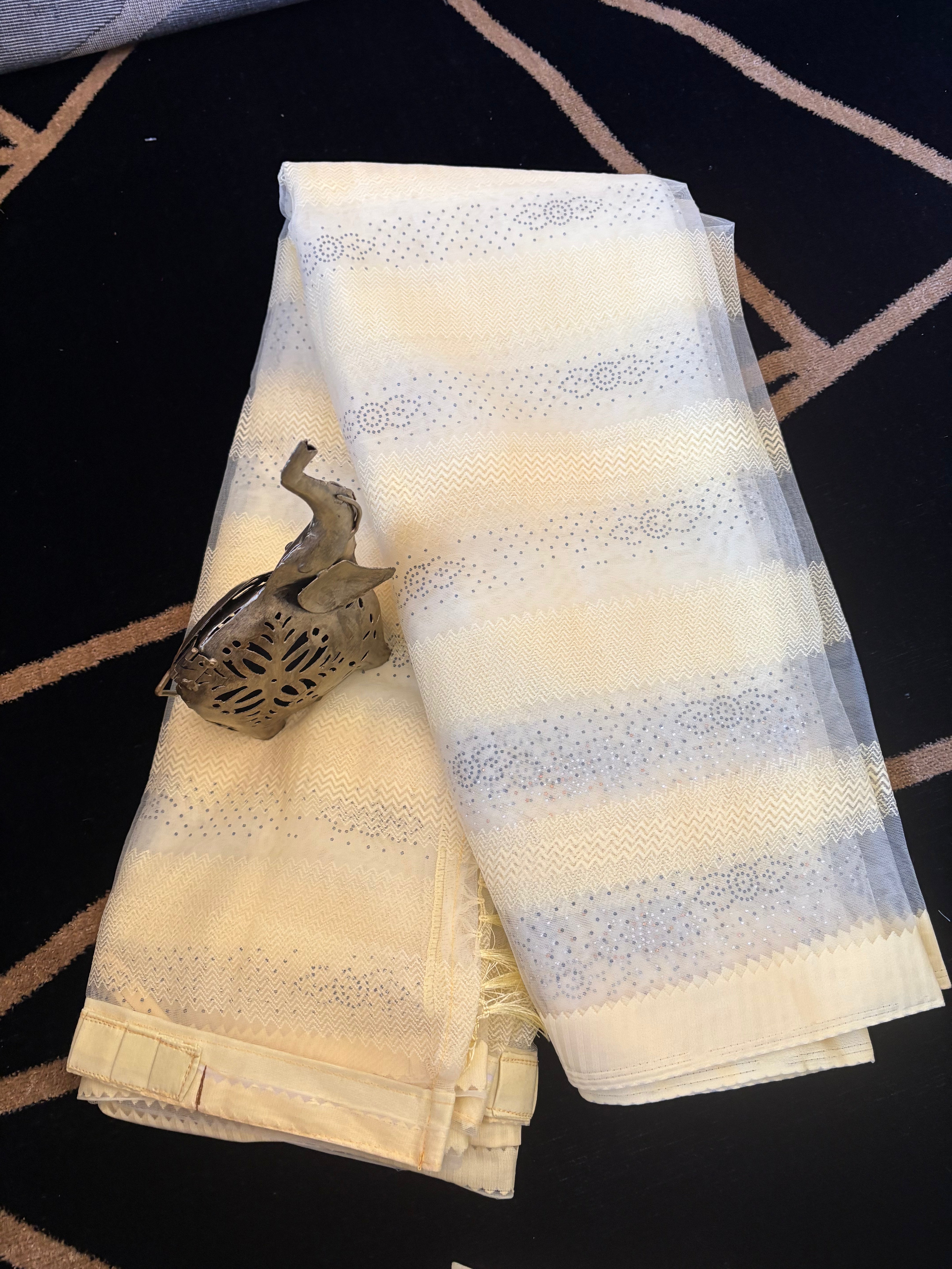 Yellow Net Festive Saree