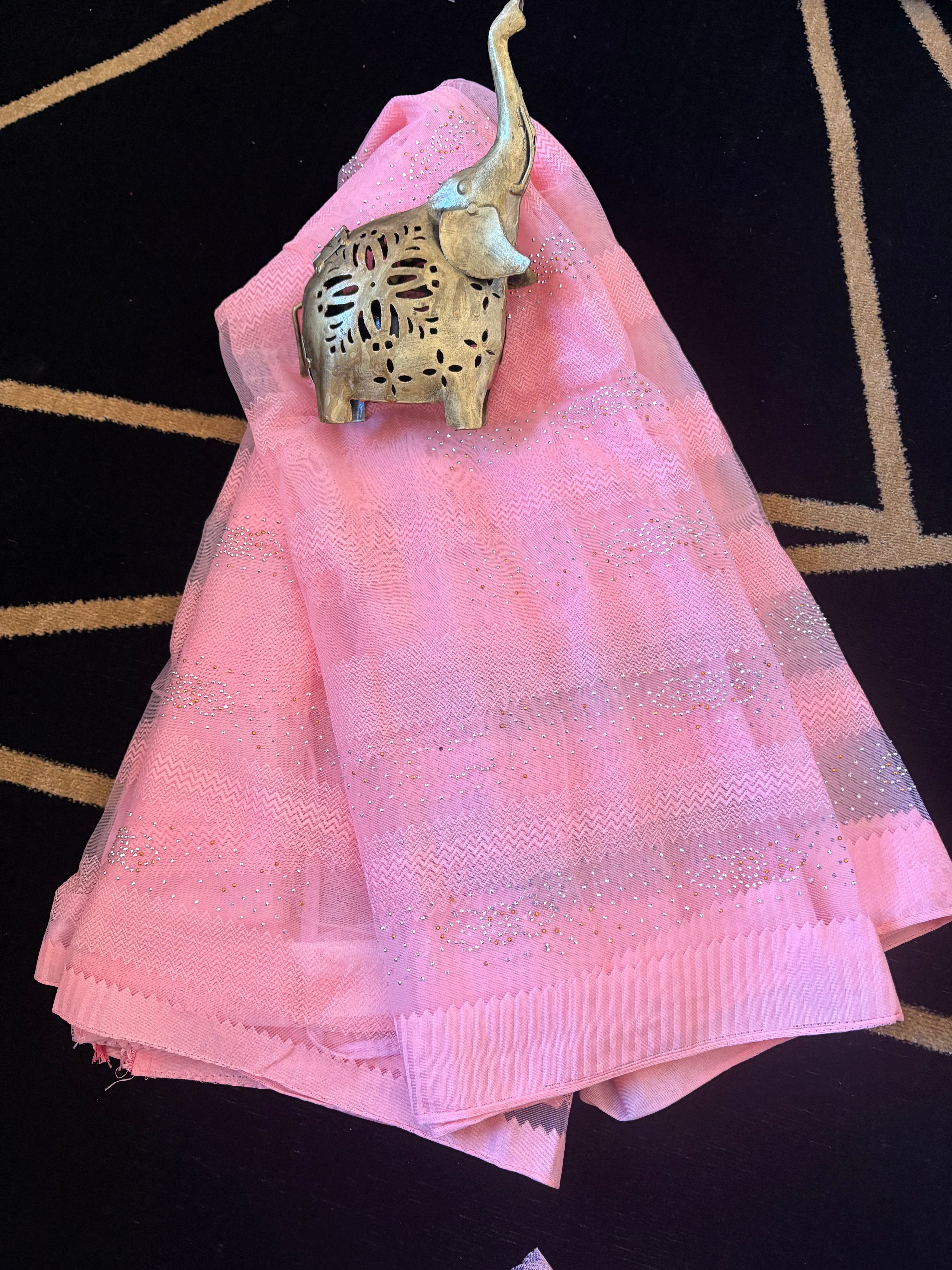 Pink Net Festive Saree