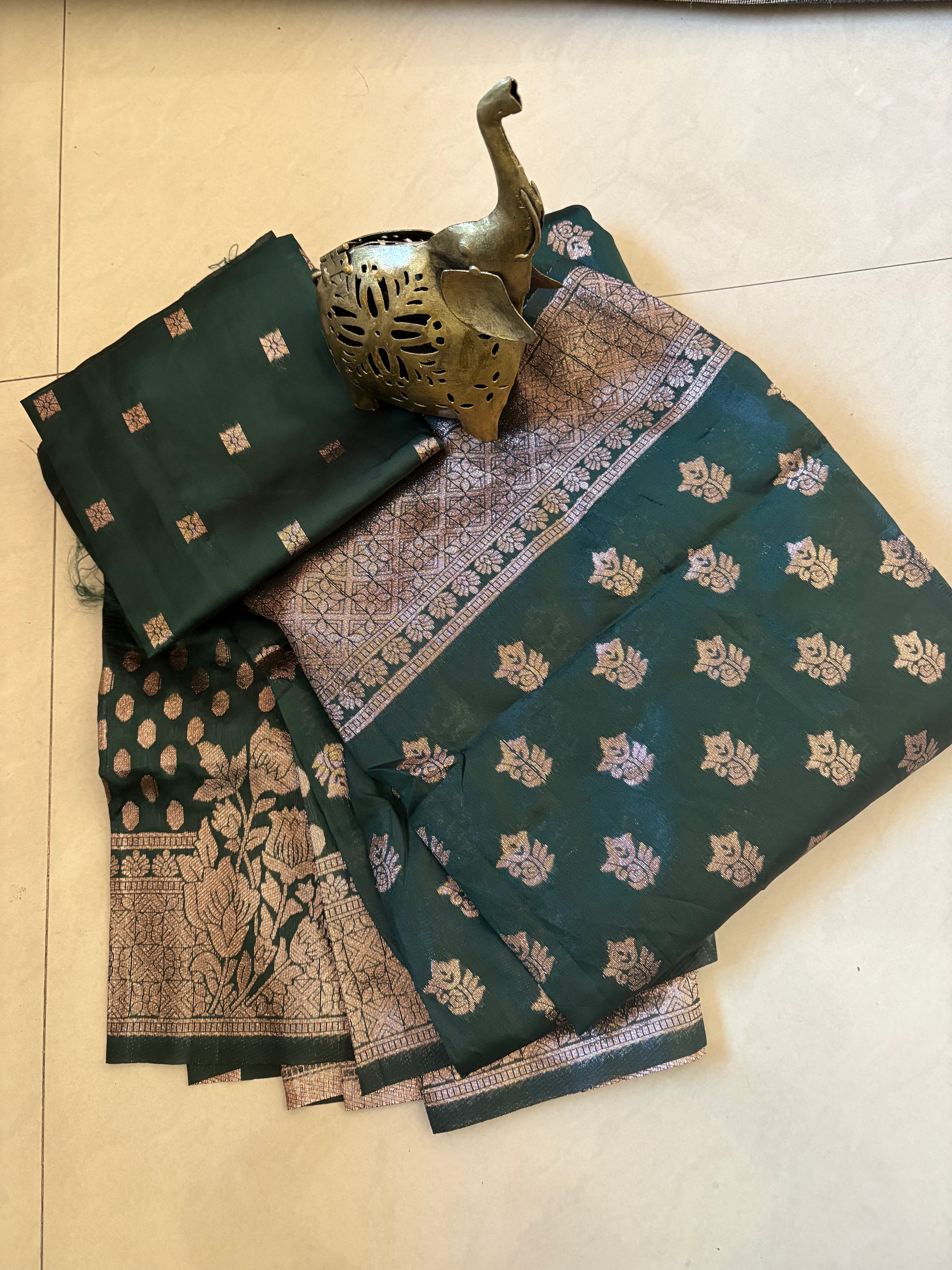 Green Festive Kathpadar Saree