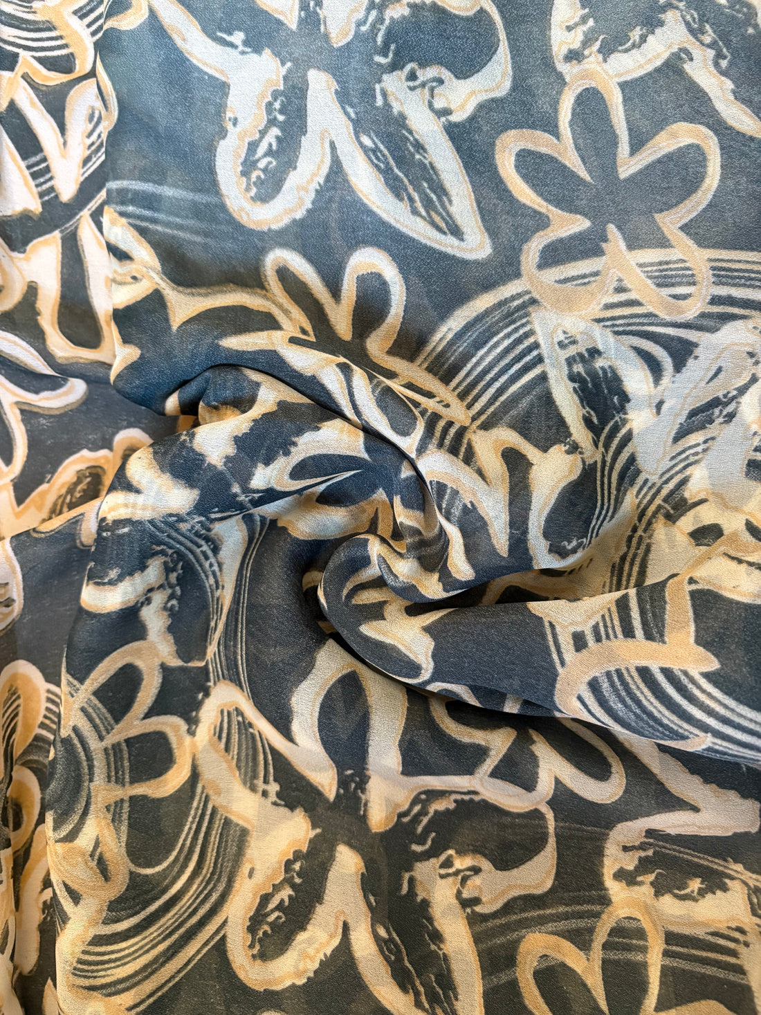 Grey Green Printed Linen Saree