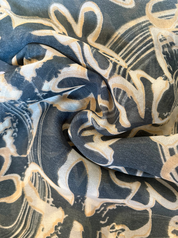 Grey Green Printed Linen Saree