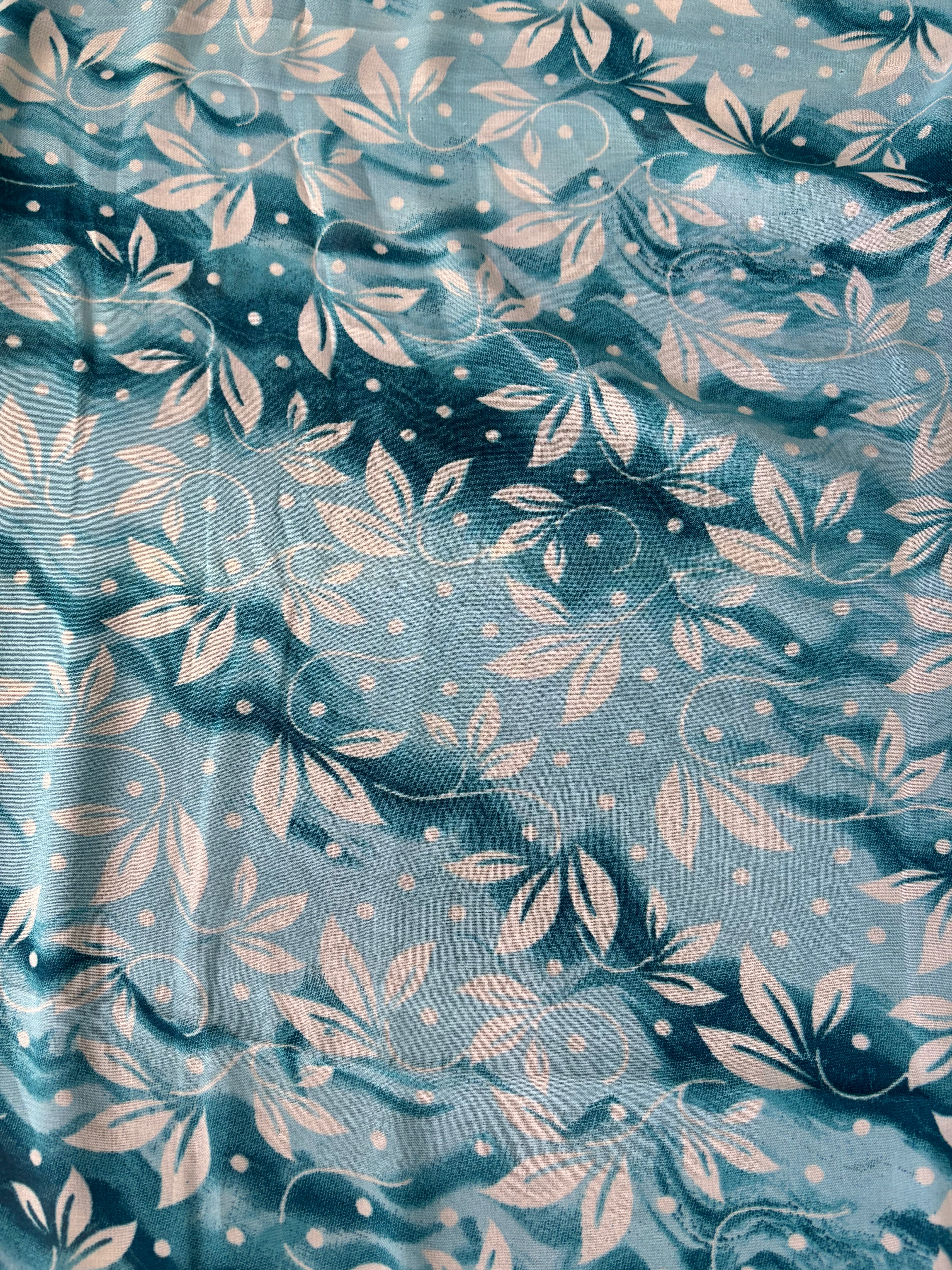 Sky blue leaf printed soft saree