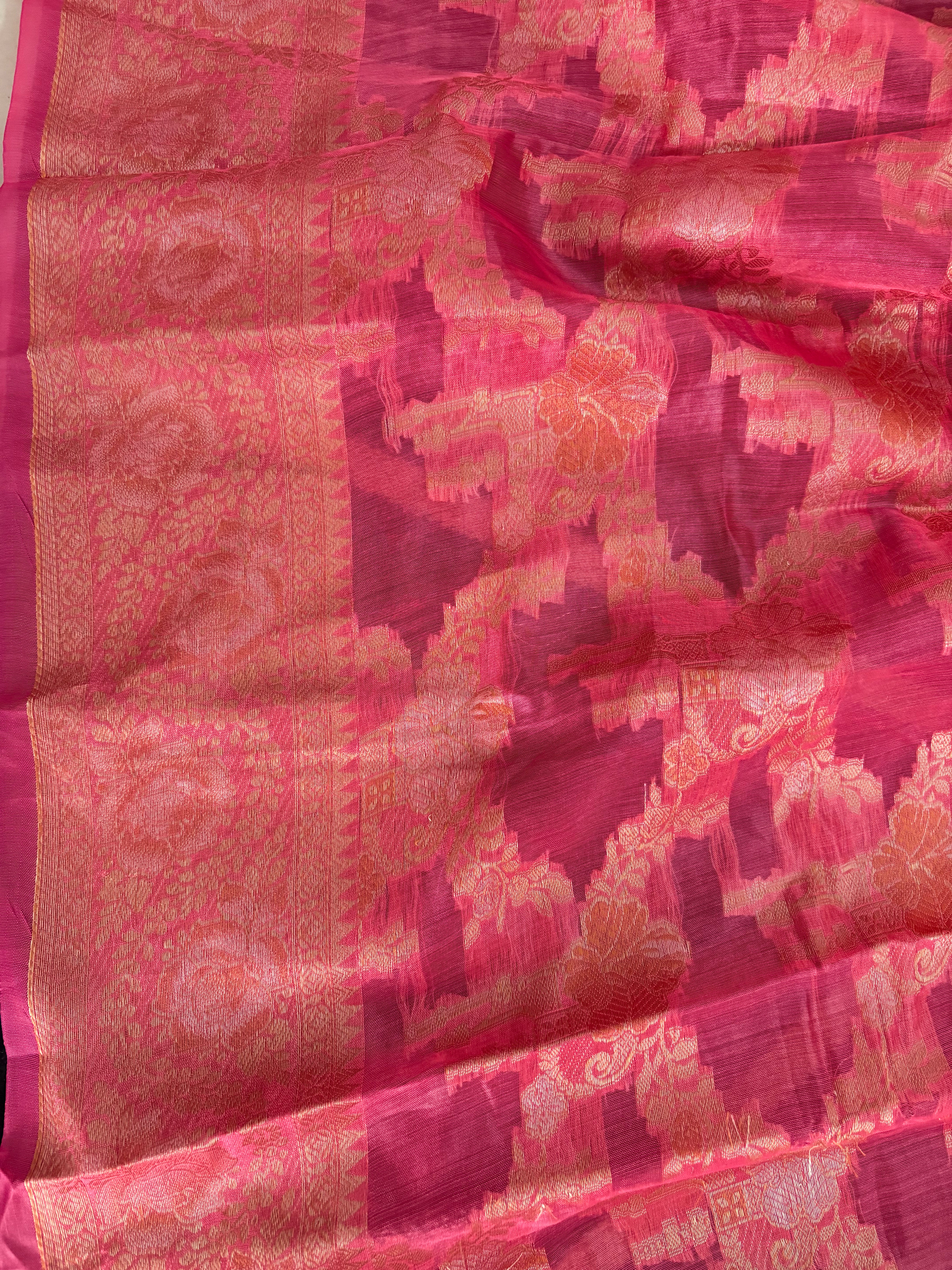 Pink soft silk festive saree