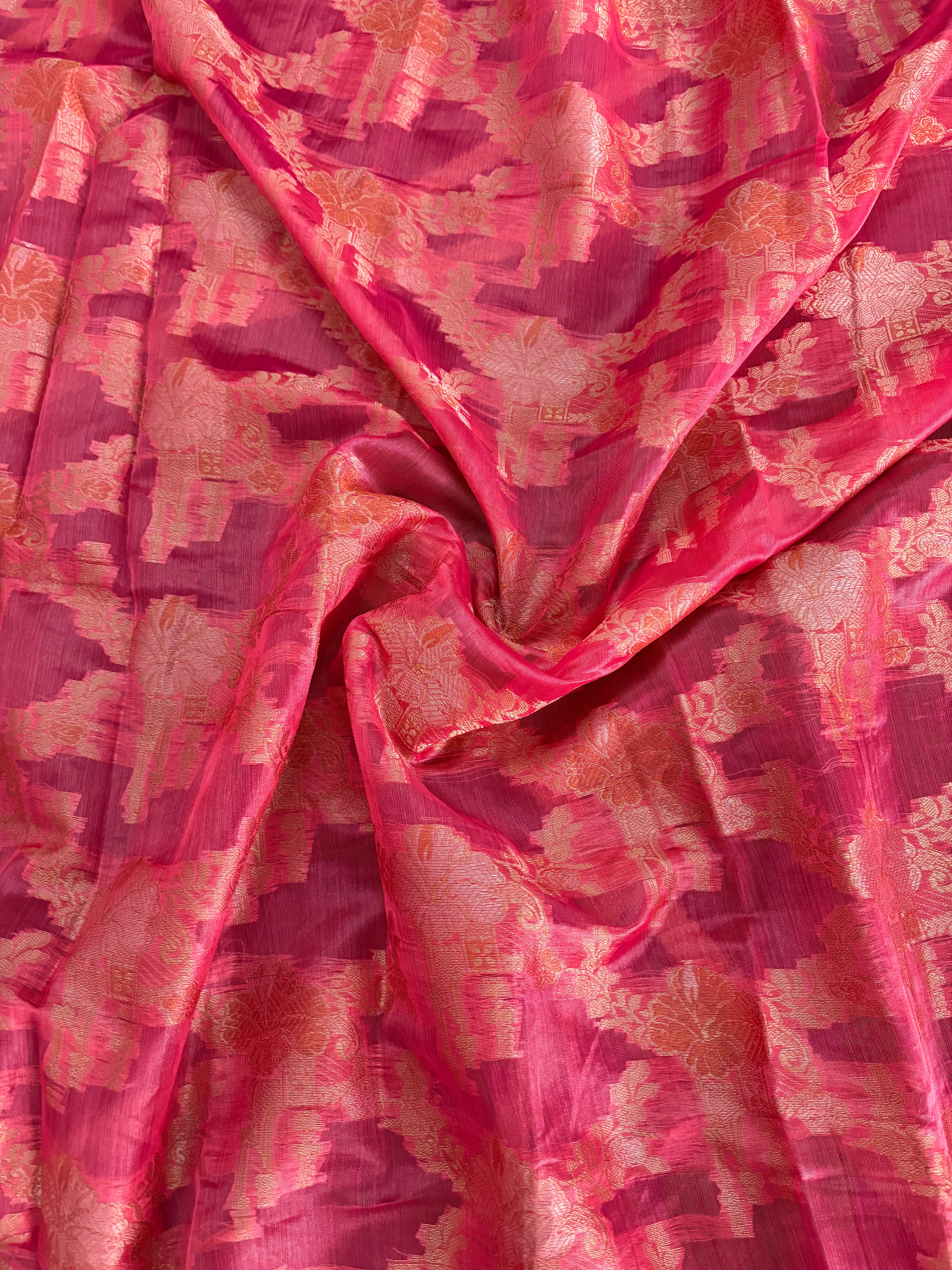 Pink soft silk festive saree