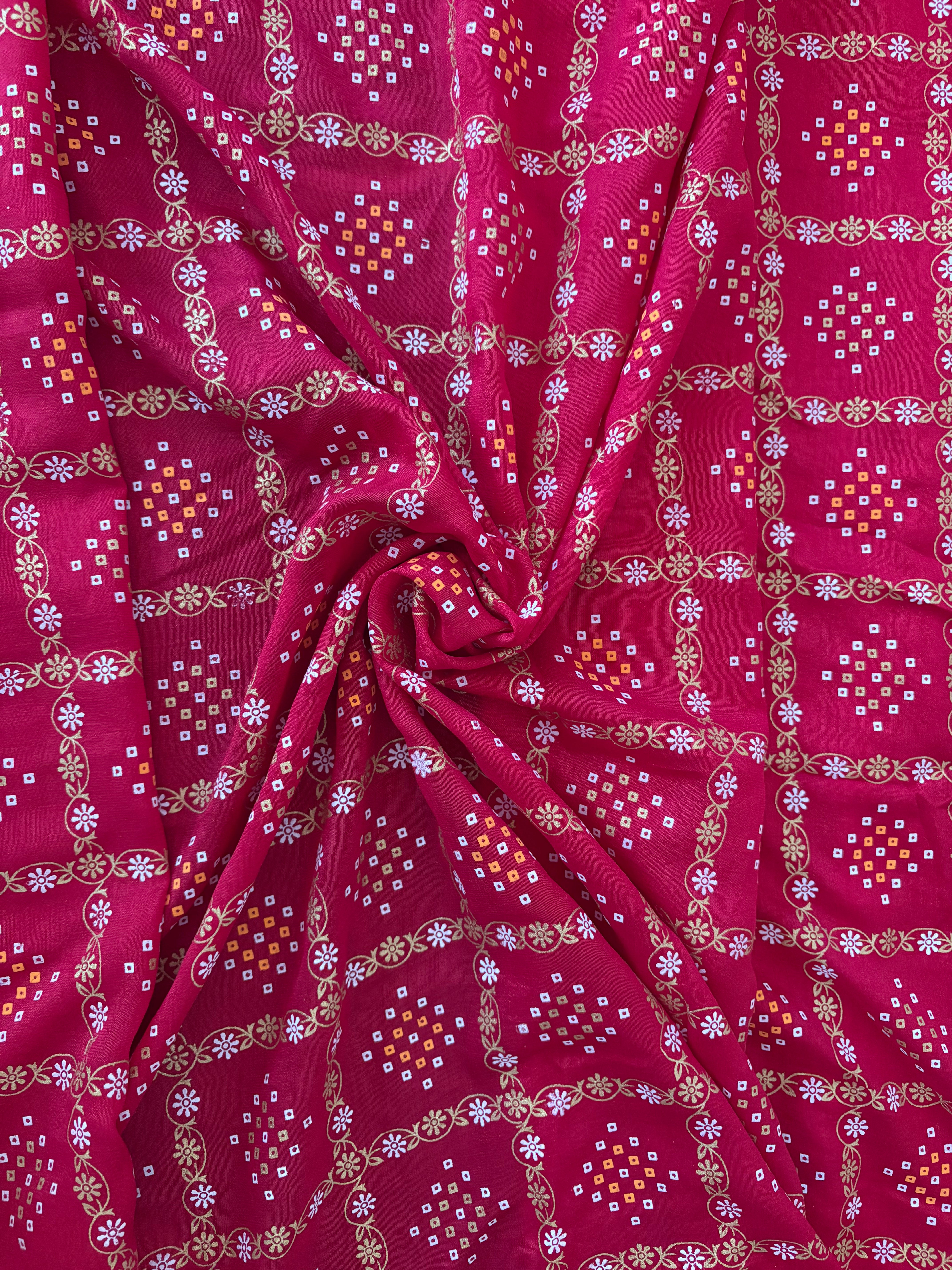Red Bandhani heavy zari