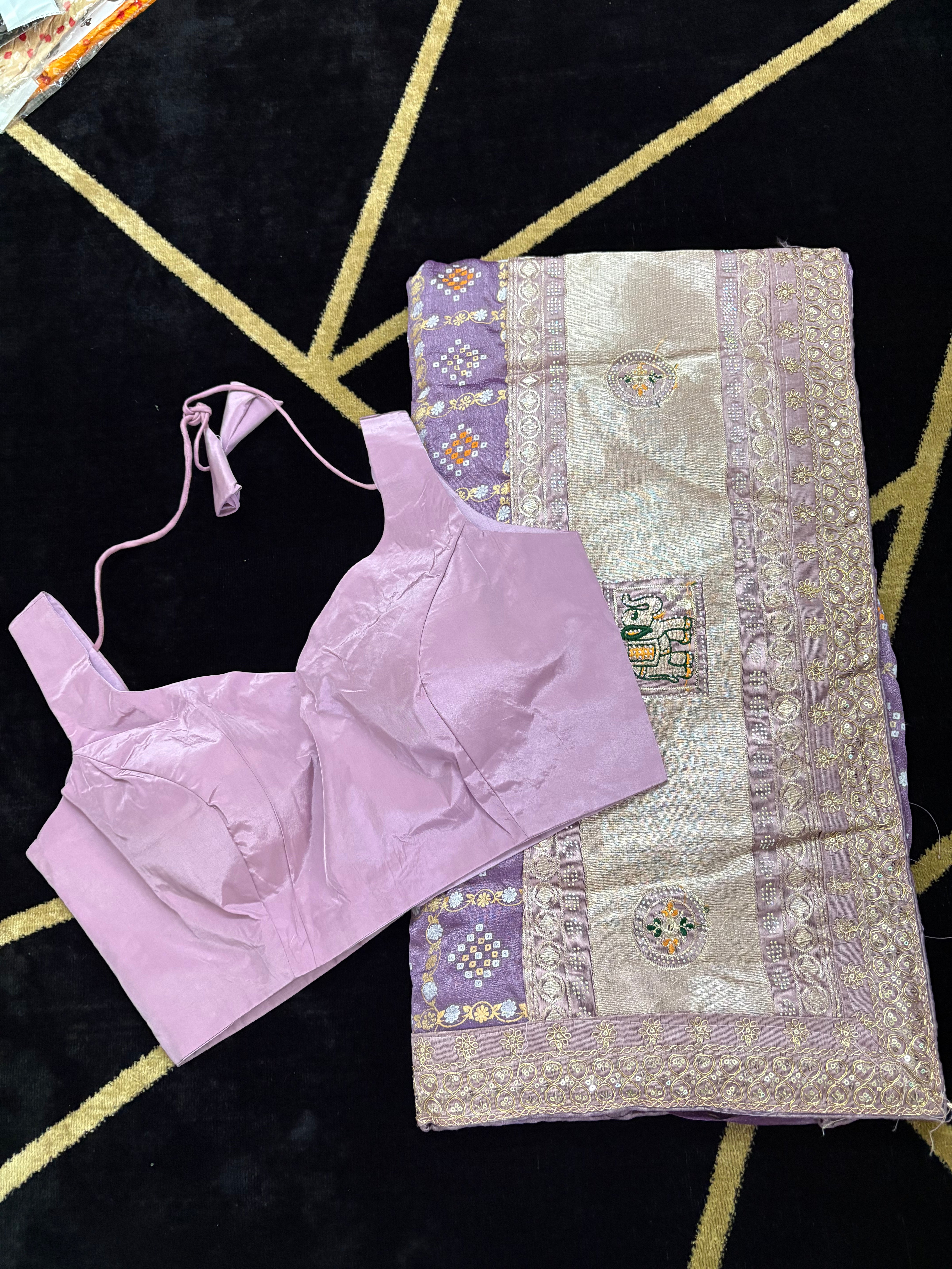 Purple Badhani heavy zari saree