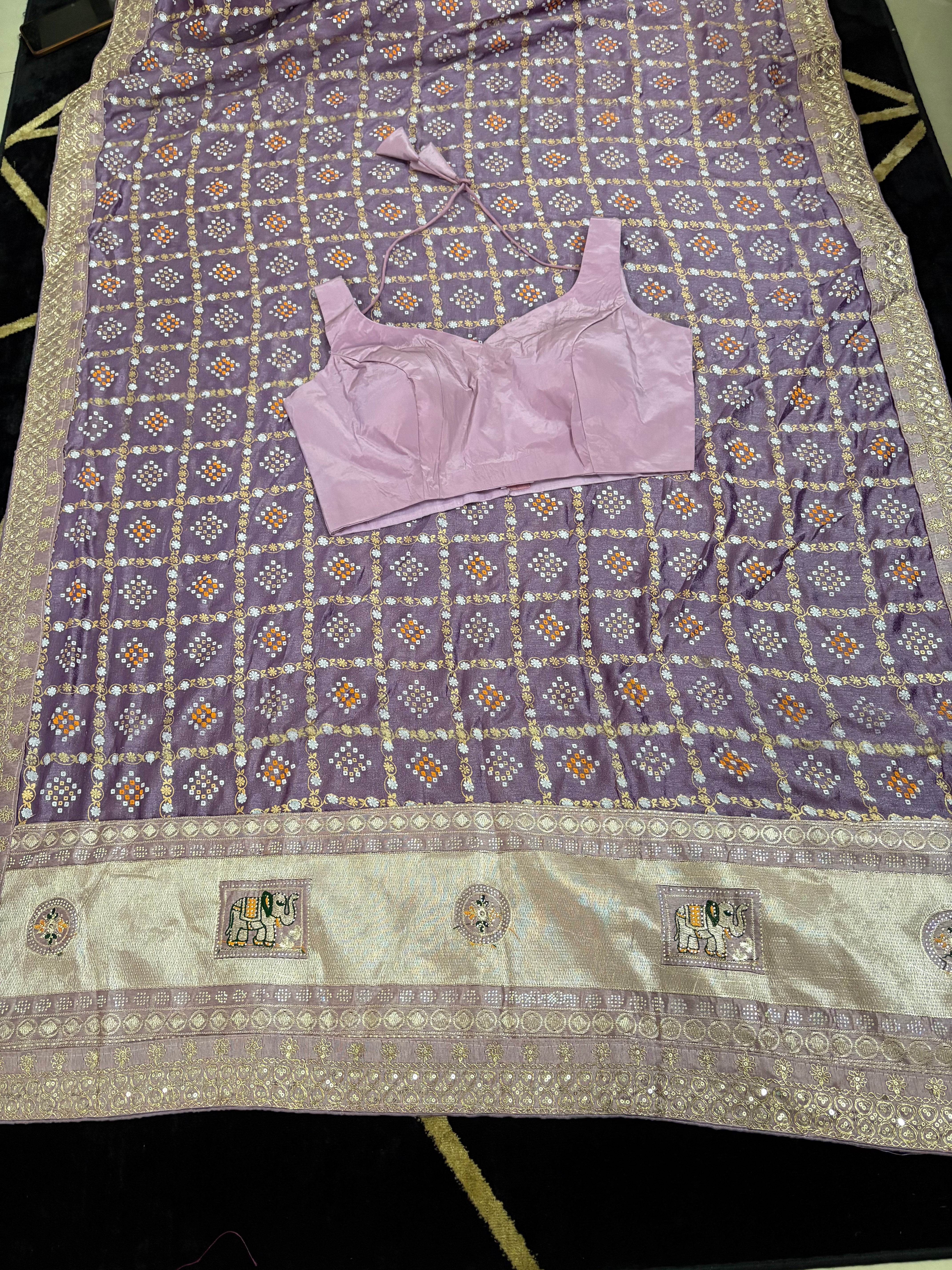 Purple Badhani heavy zari saree