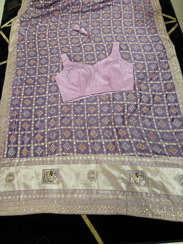 Purple Badhani heavy zari saree