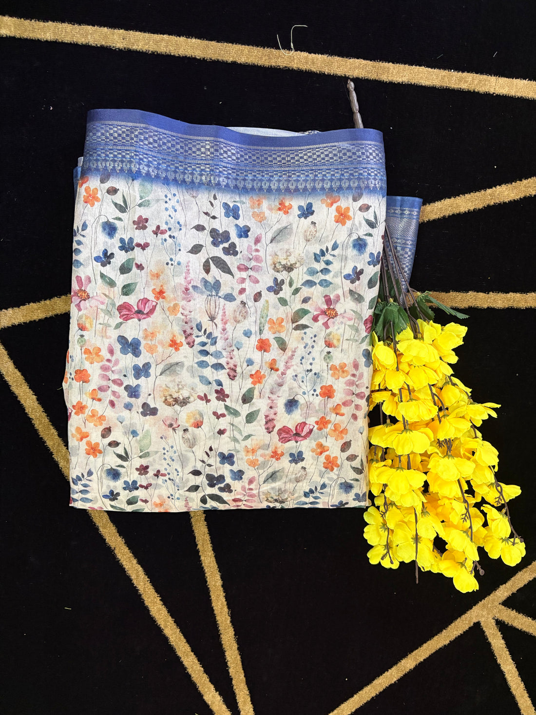 Indigo Meadow Fusion Saree