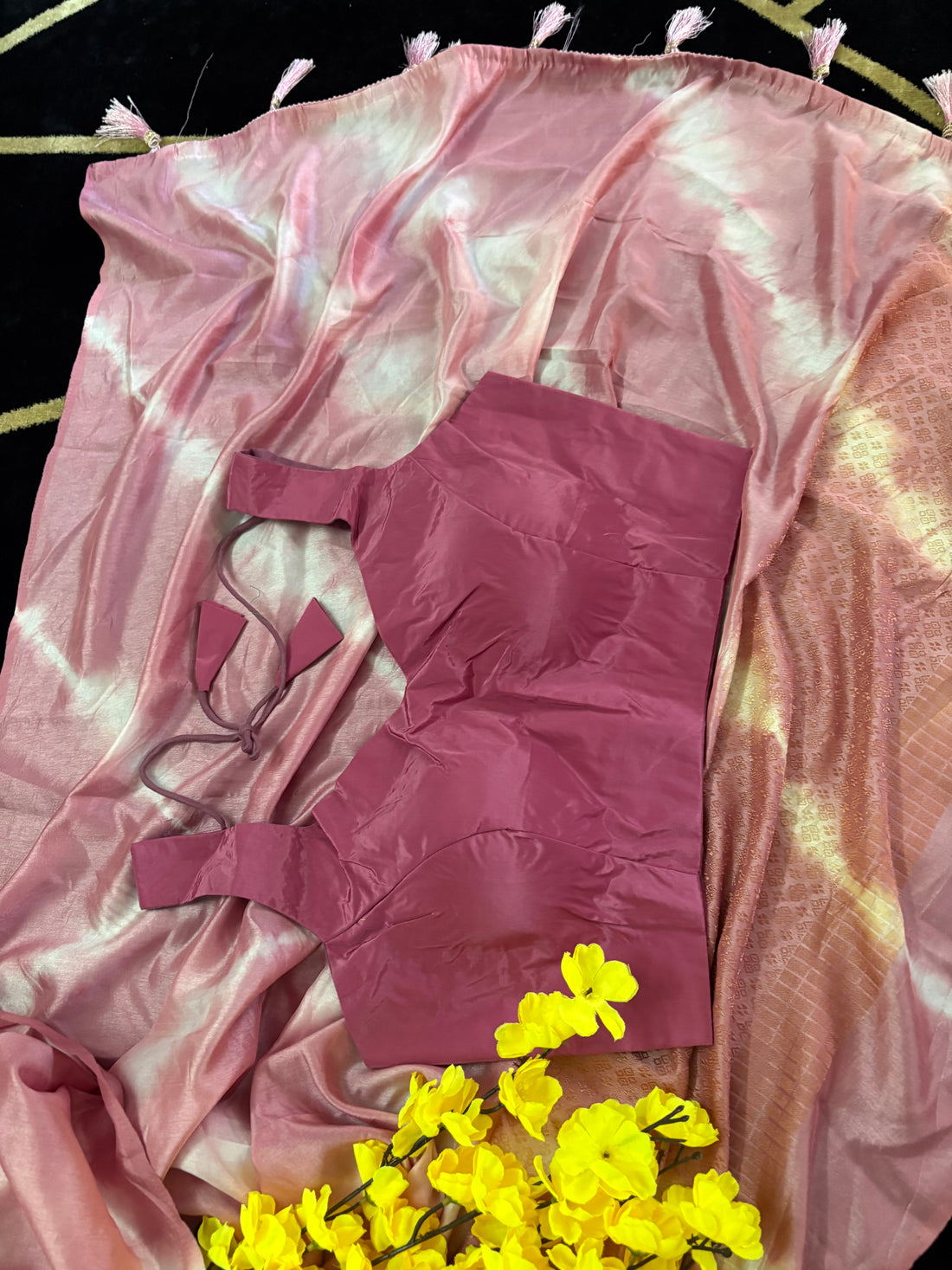 Rosewood Shibori Dola Silk Saree