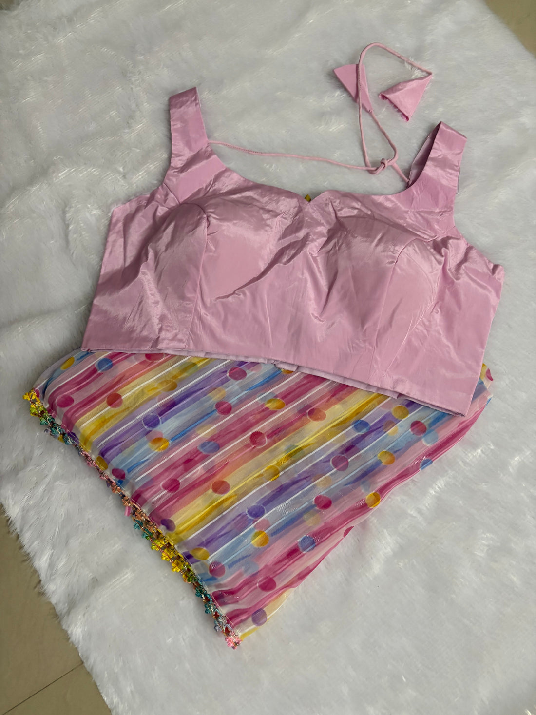 Multicolor polka dot sarer