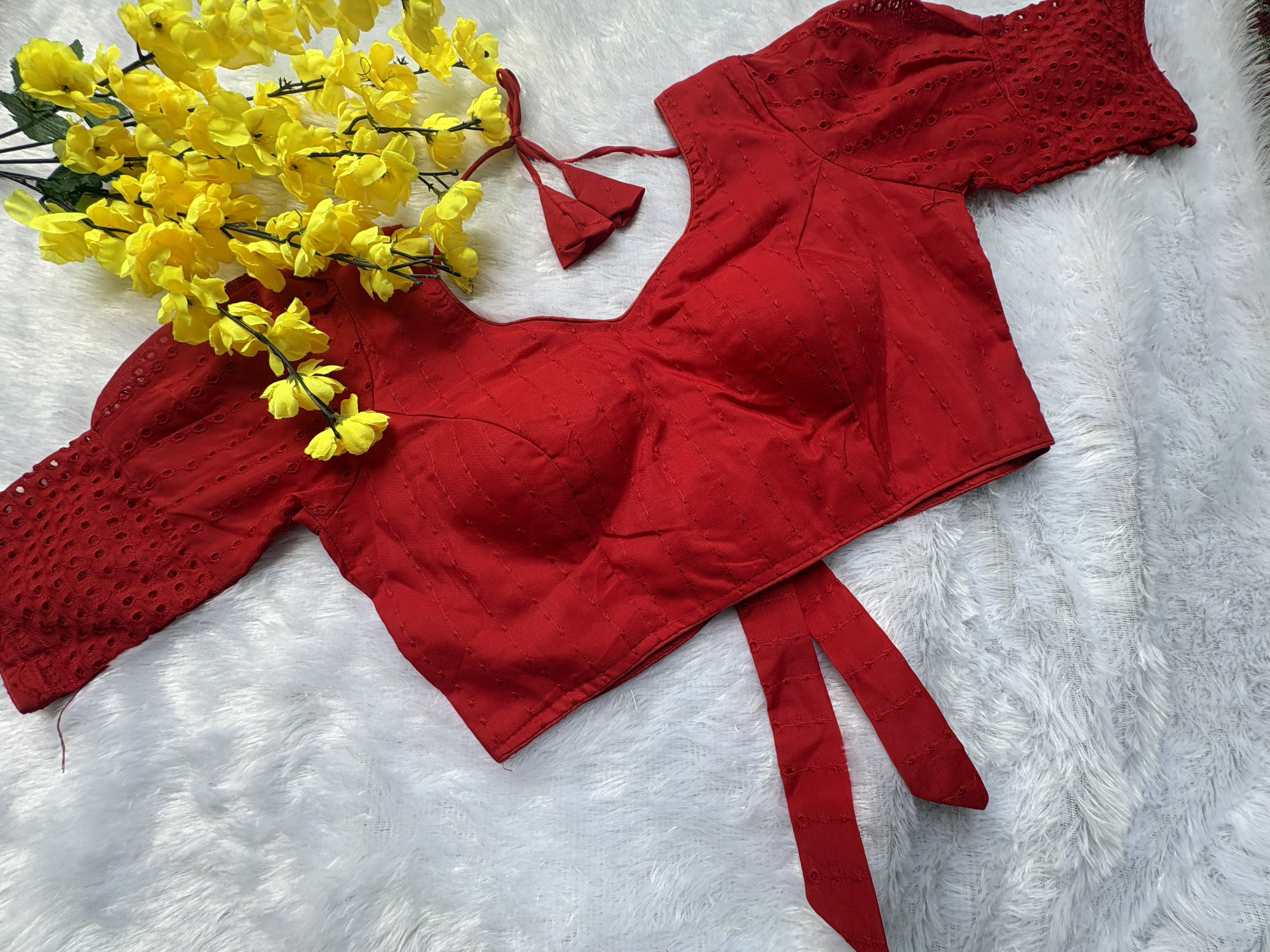 Red Puff Sleaves Blouse