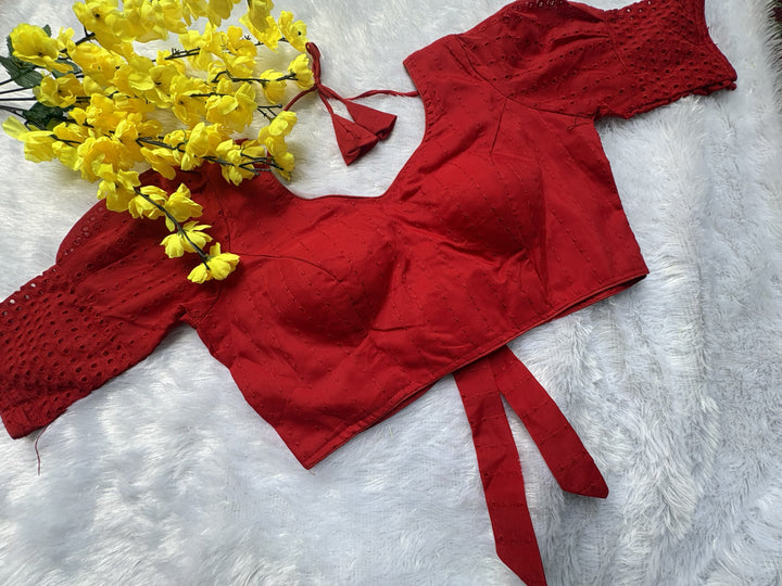 Red Puff Sleaves Blouse