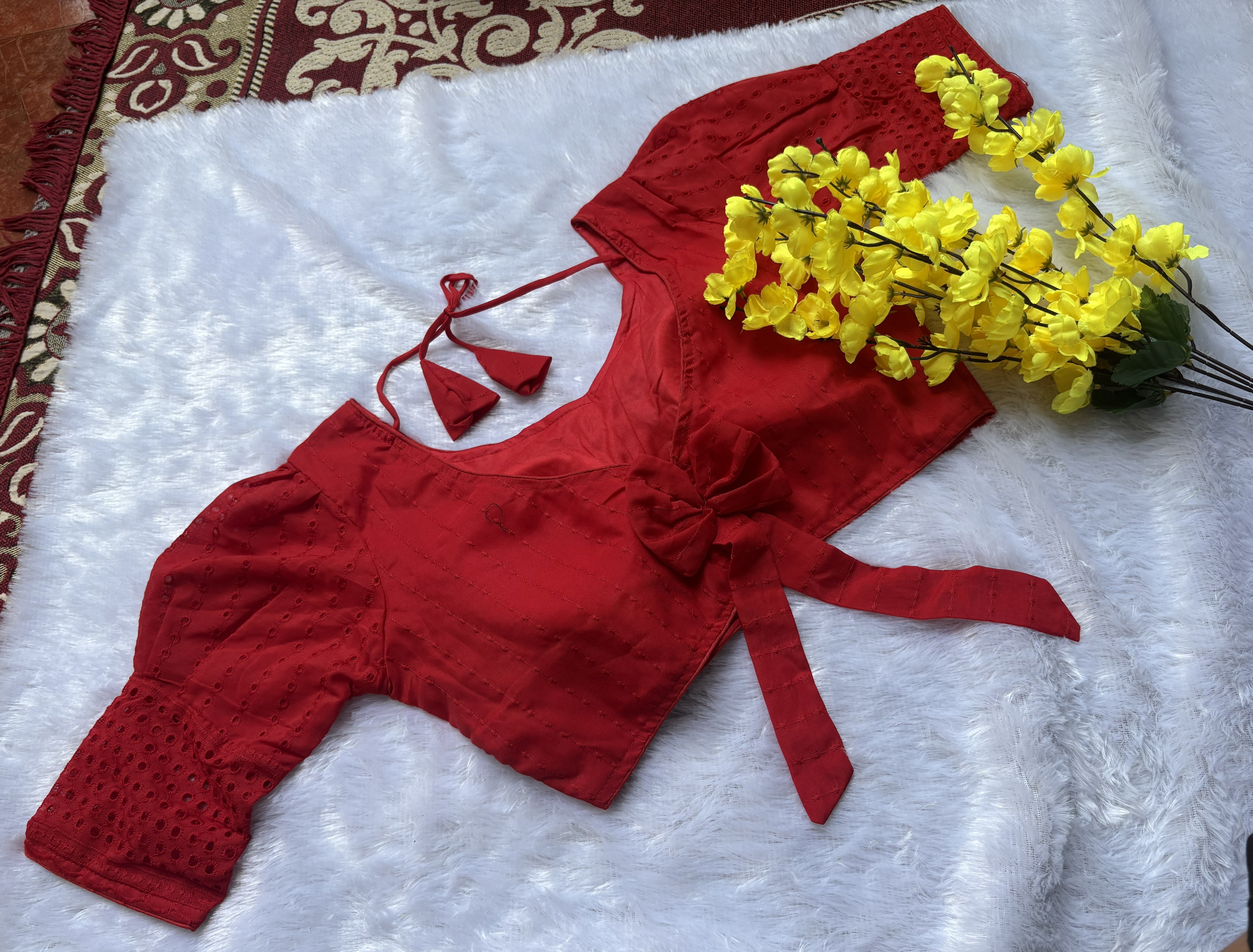 Red Puff Sleaves Blouse
