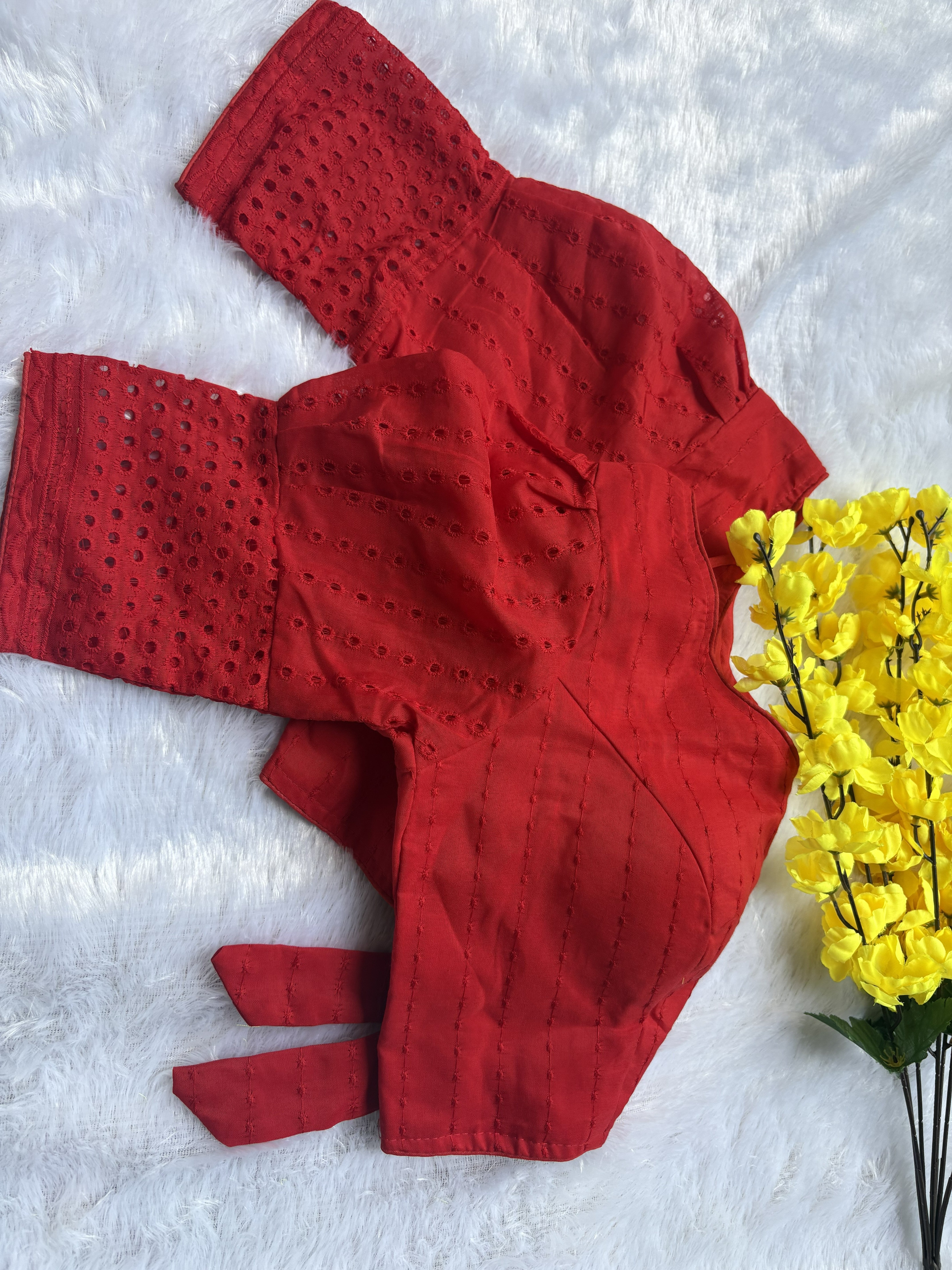 Red Puff Sleaves Blouse