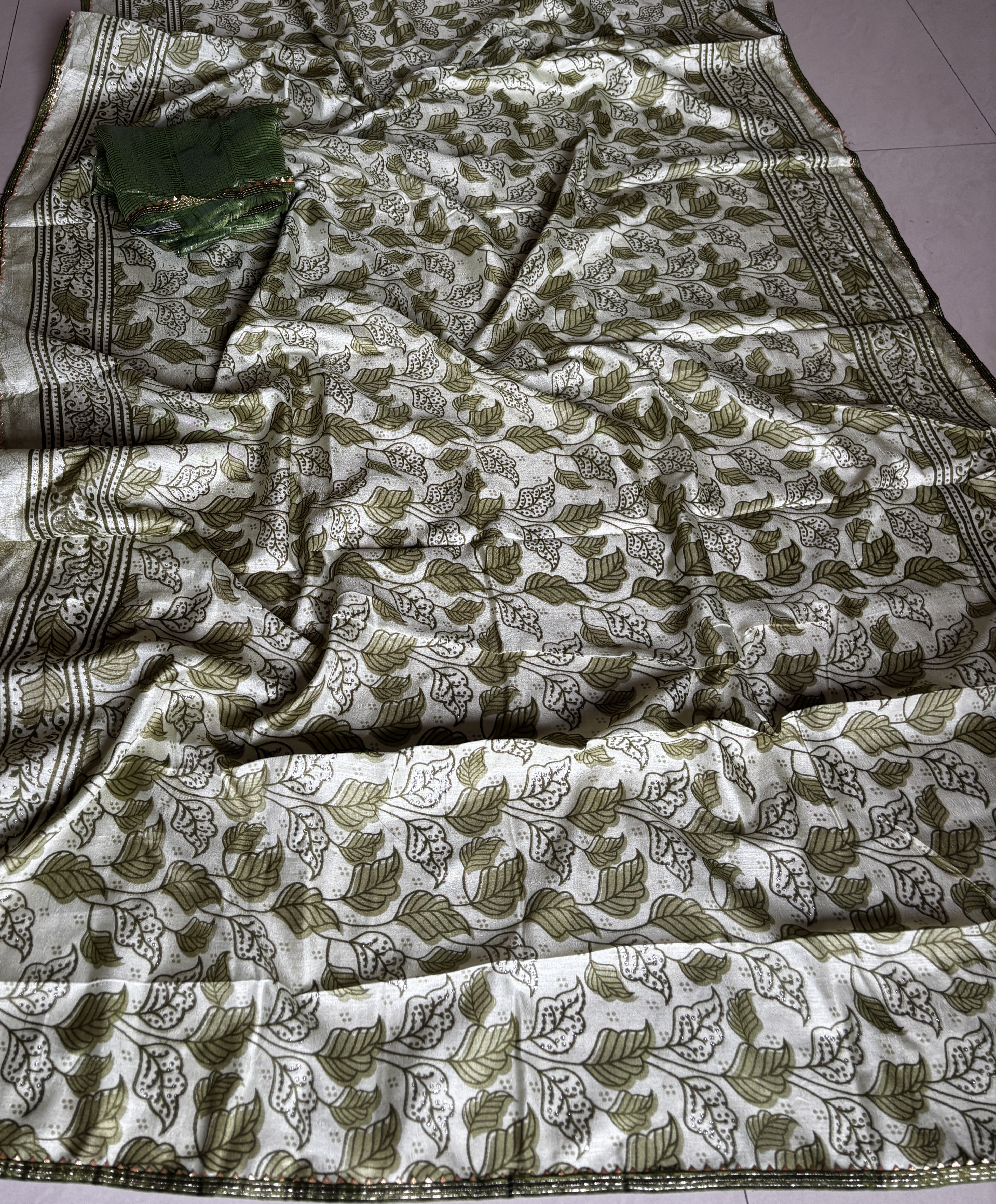 Green Printed Semicotton Corporate Saree